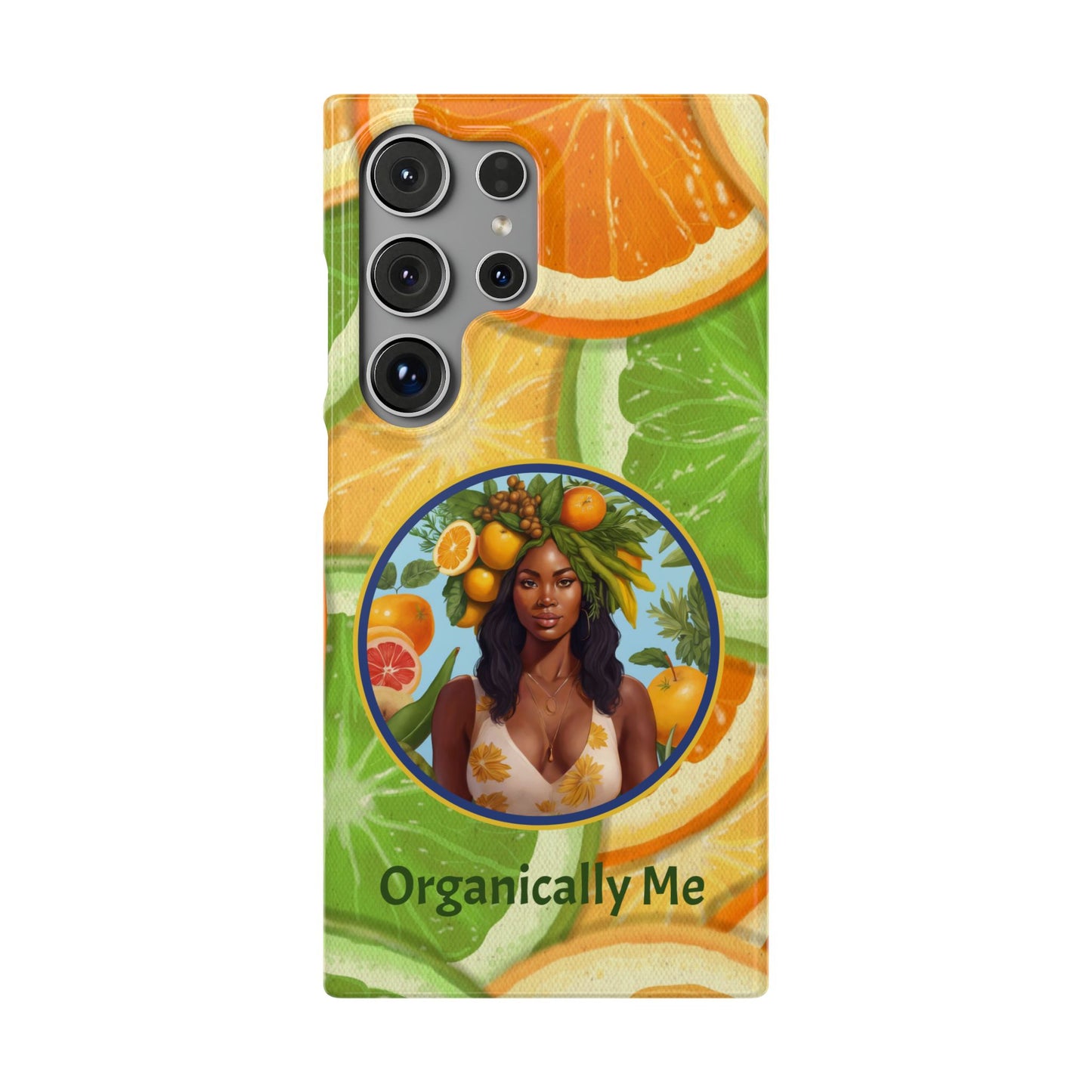 Organically Me Citrus Fruits Garden Snap Phone Case with Black Woman, Veggie Chic for Androids and iPhone models