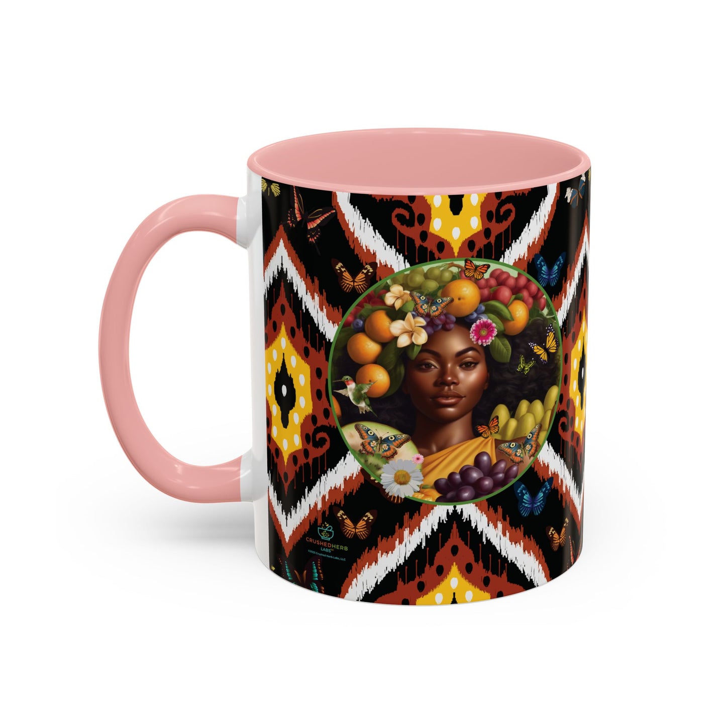 Organically Me A.1 Tribal Butterfly Plant Garden Vegan Ceramic Plant Mug with Black woman (11oz) 8 Color Combos