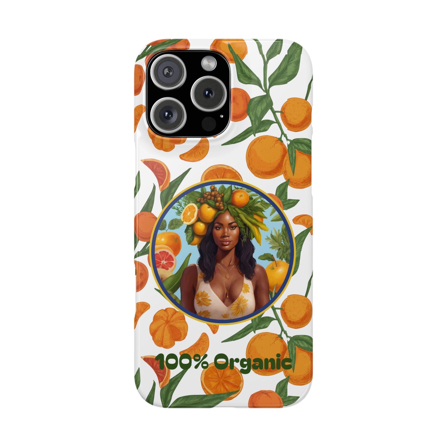 100% Organic Orange Plant Garden Snap Phone Case with Black Woman, Veggie Chic for Androids and iPhone models
