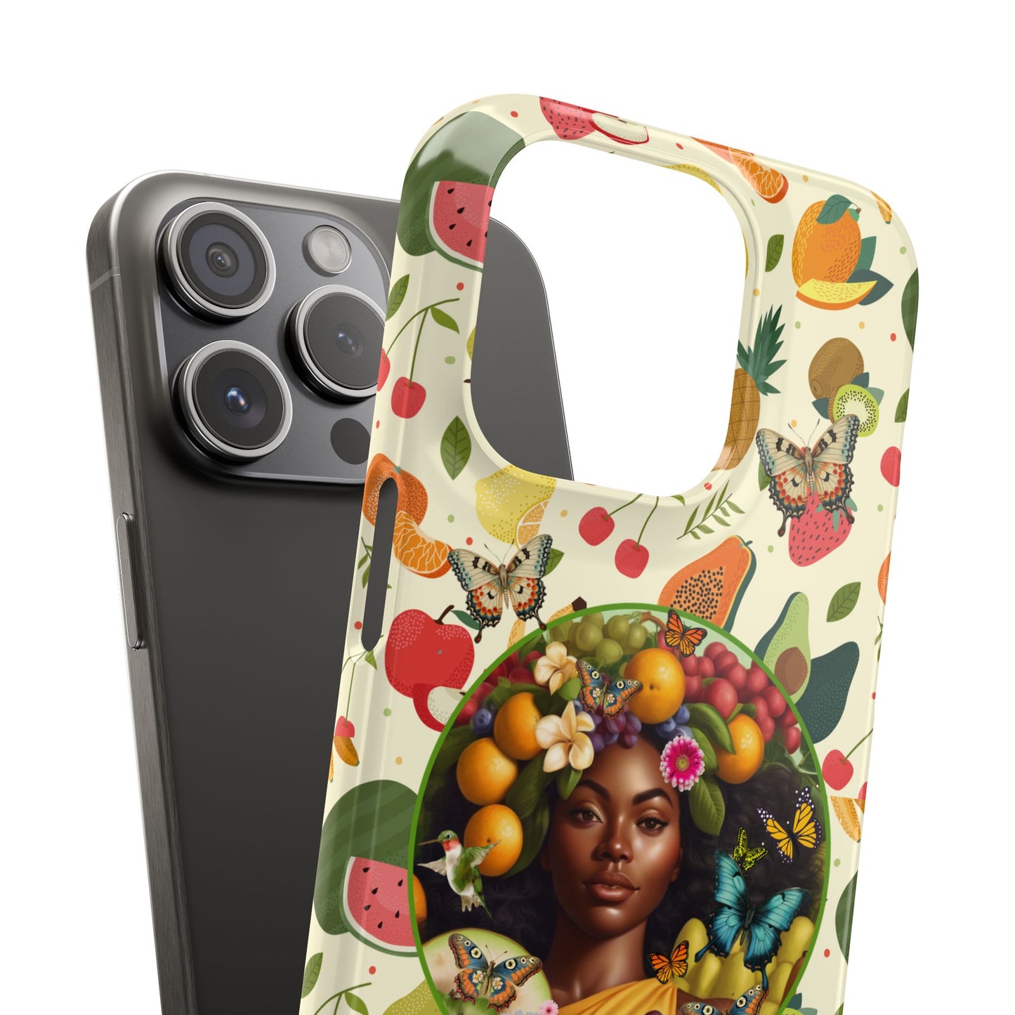 Organically Me Fruit & Veggie Queen Plant Garden Snap Phone Case with Black Woman, for iPhone and Android