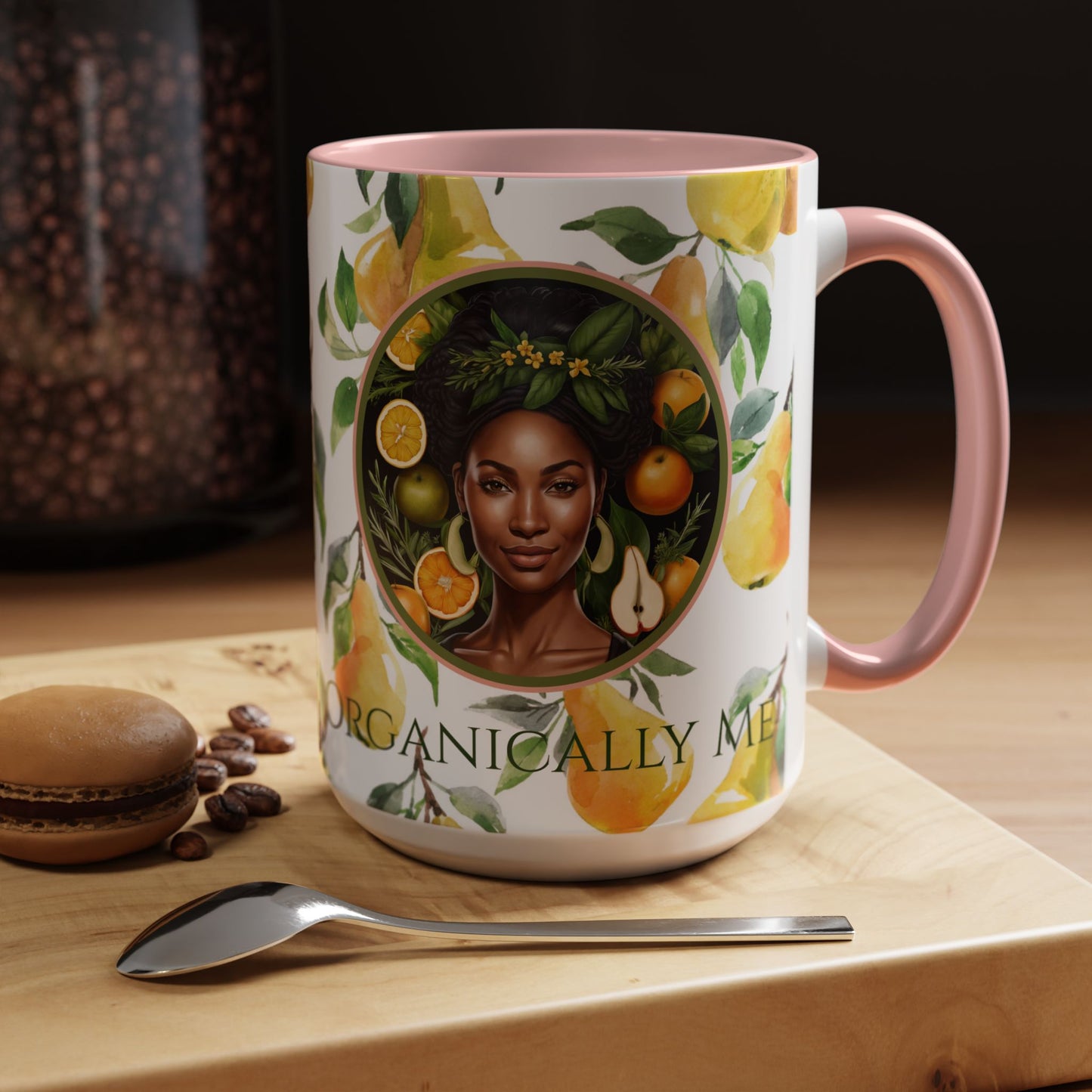 Organically Me Yellow Pear Plant Garden Vegan Ceramic Plant Mug with Black woman (11oz) 8 Color Combos