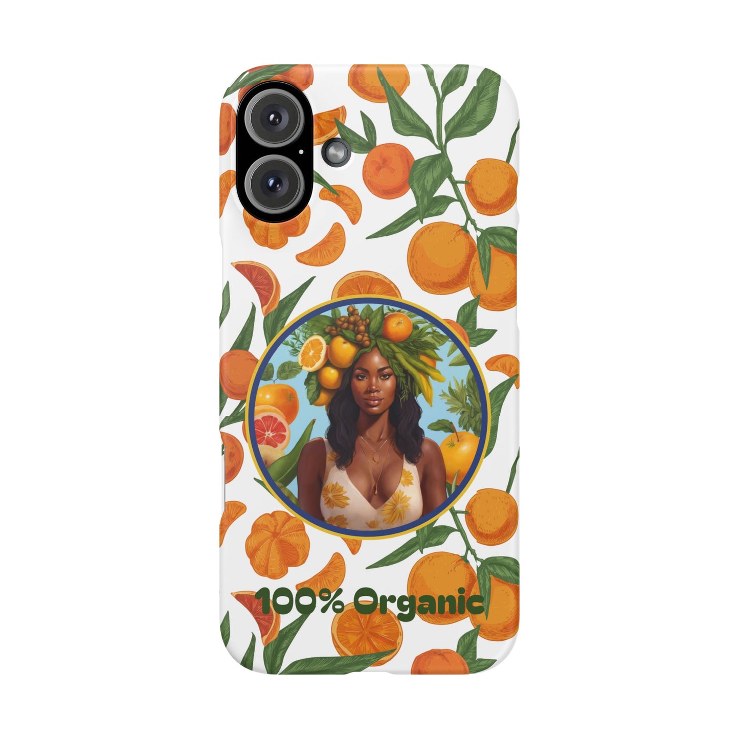 100% Organic Orange Plant Garden Snap Phone Case with Black Woman, Veggie Chic for Androids and iPhone models