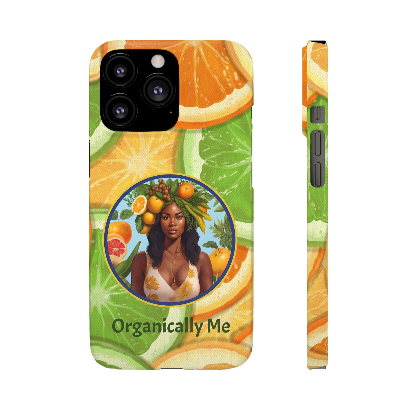 Organically Me Citrus Fruits Garden Snap Phone Case with Black Woman, Veggie Chic for Androids and iPhone models