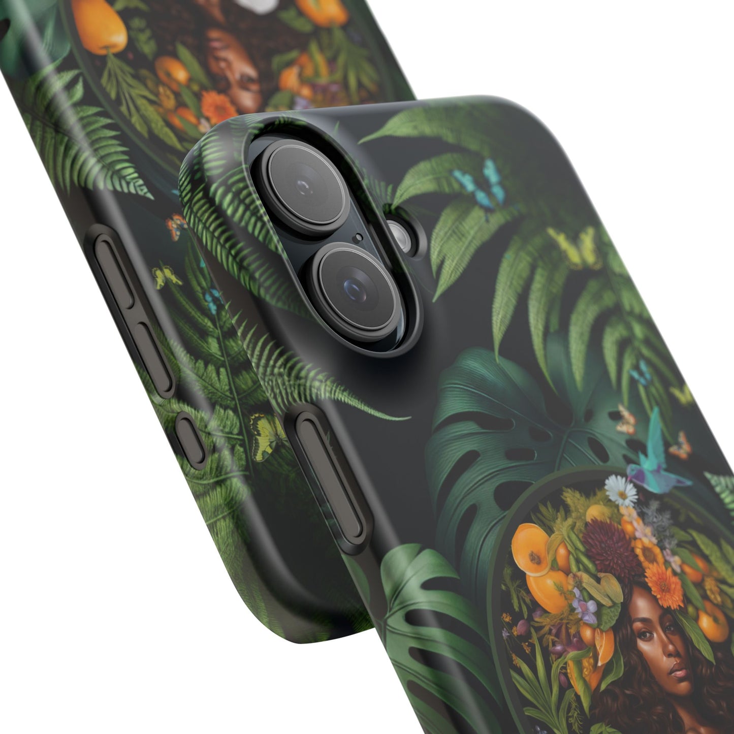 100% Organic A Fern Monstera Plant Garden Snap Phone Case with Black Woman, for iPhone and Android Models
