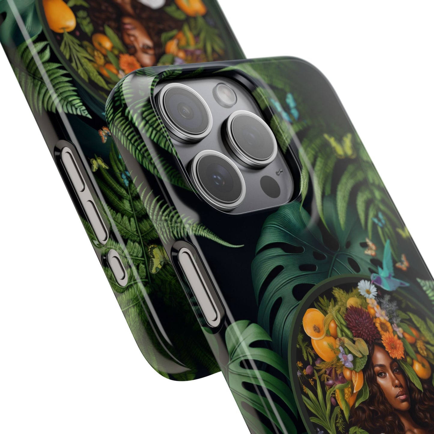 100% Organic A Fern Monstera Plant Garden Snap Phone Case with Black Woman, for iPhone and Android Models