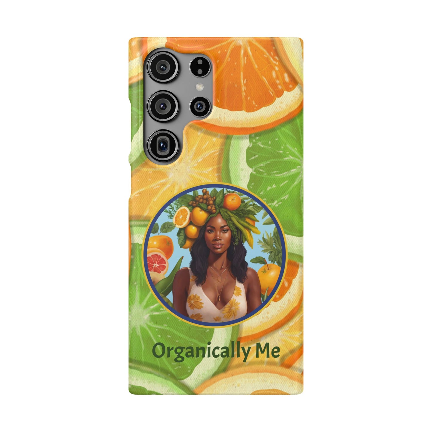 Organically Me Citrus Fruits Garden Snap Phone Case with Black Woman, Veggie Chic for Androids and iPhone models