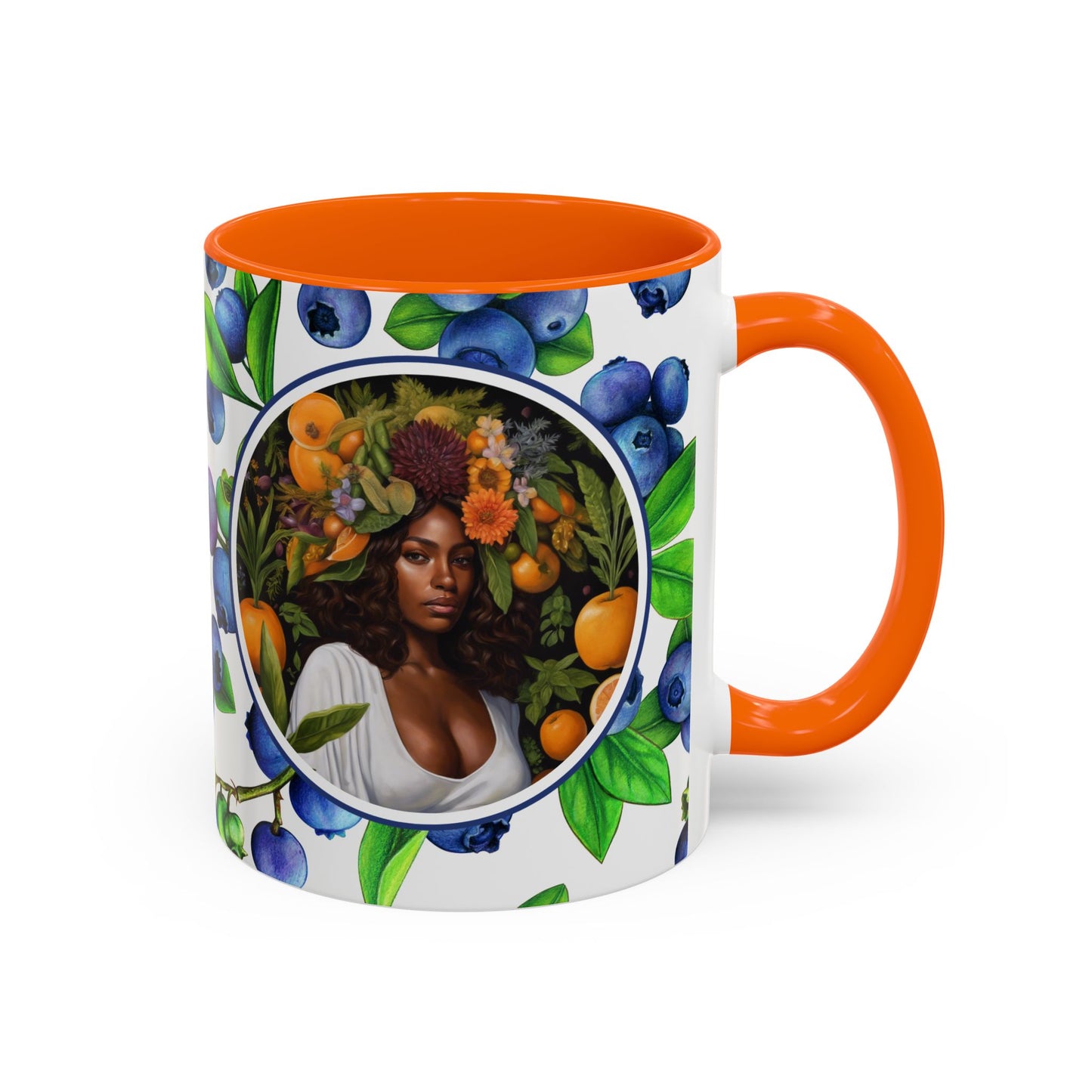 Organically Me Blueberry Plant Garden Vegan Ceramic Plant Mug with Black woman (11oz) 8 Color Combos