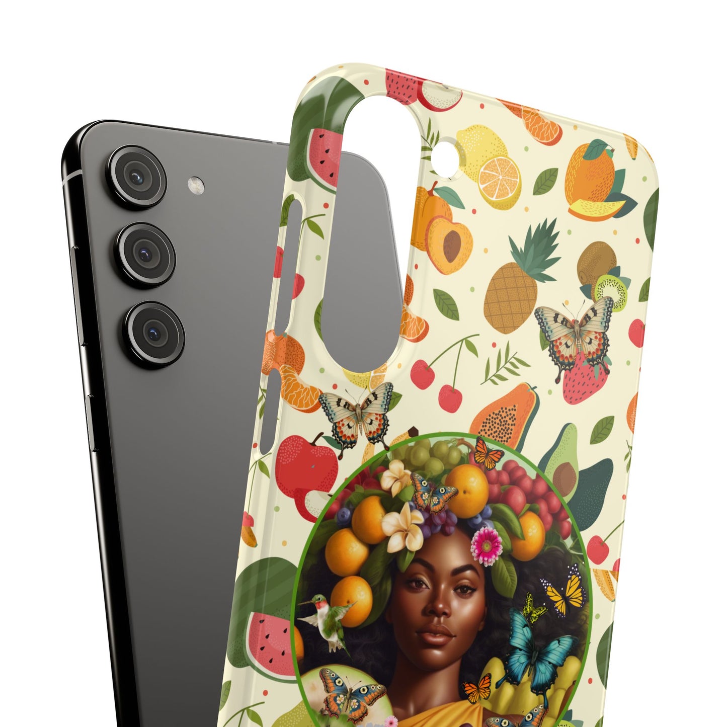 Organically Me Fruit & Veggie Queen Plant Garden Snap Phone Case with Black Woman, for iPhone and Android