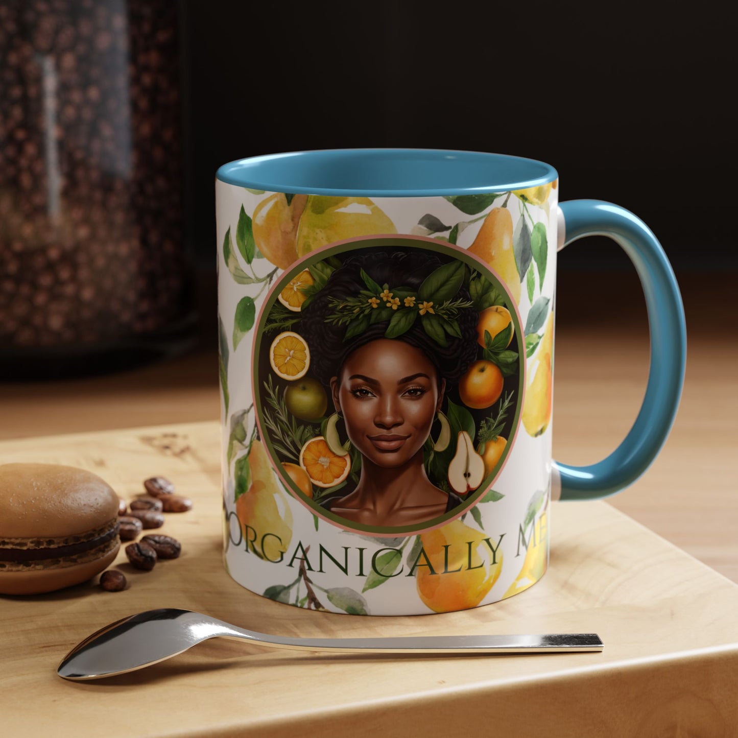 Organically Me Yellow Pear Plant Garden Vegan Ceramic Plant Mug with Black woman (11oz) 8 Color Combos