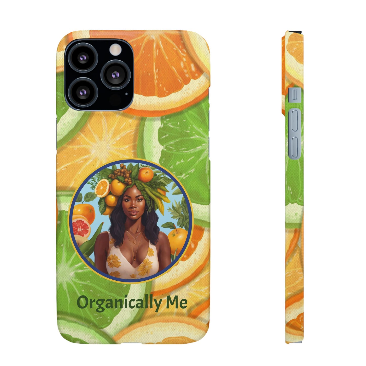 Organically Me Citrus Fruits Garden Snap Phone Case with Black Woman, Veggie Chic for Androids and iPhone models