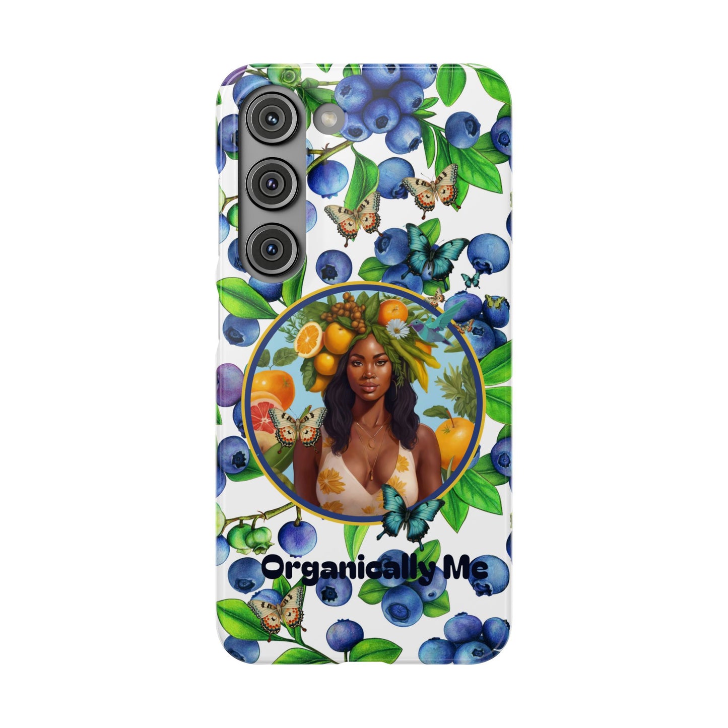 Organically Me Blueberry Plant B Garden Snap Phone Case with Black Woman, for iPhone and Android