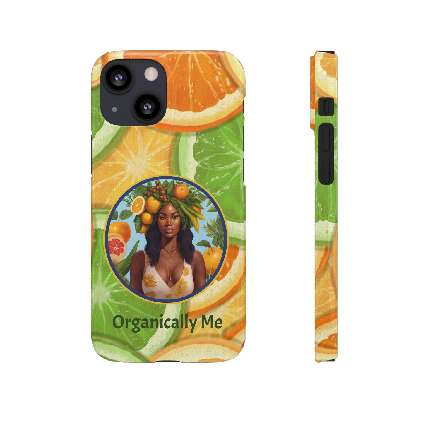 Organically Me Citrus Fruits Garden Snap Phone Case with Black Woman, Veggie Chic for Androids and iPhone models