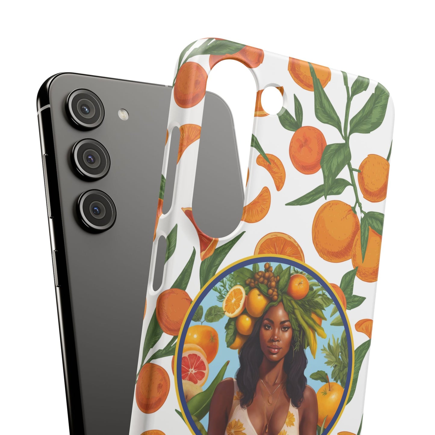100% Organic Orange Plant Garden Snap Phone Case with Black Woman, Veggie Chic for Androids and iPhone models