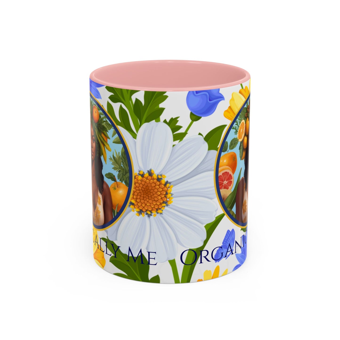 Organically Me Blue & Yellow Daisy Joyce Plant Garden Vegan Ceramic Plant Mug with Black woman (11oz) 8 Color Combos