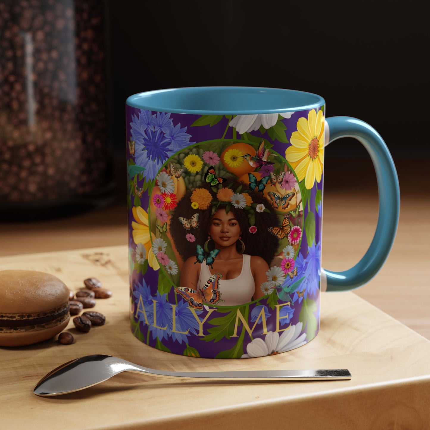 100% Organic Blue Gwen Plant Garden Vegan Ceramic Plant Mug with (11 or 15 oz) 8 Color Combos