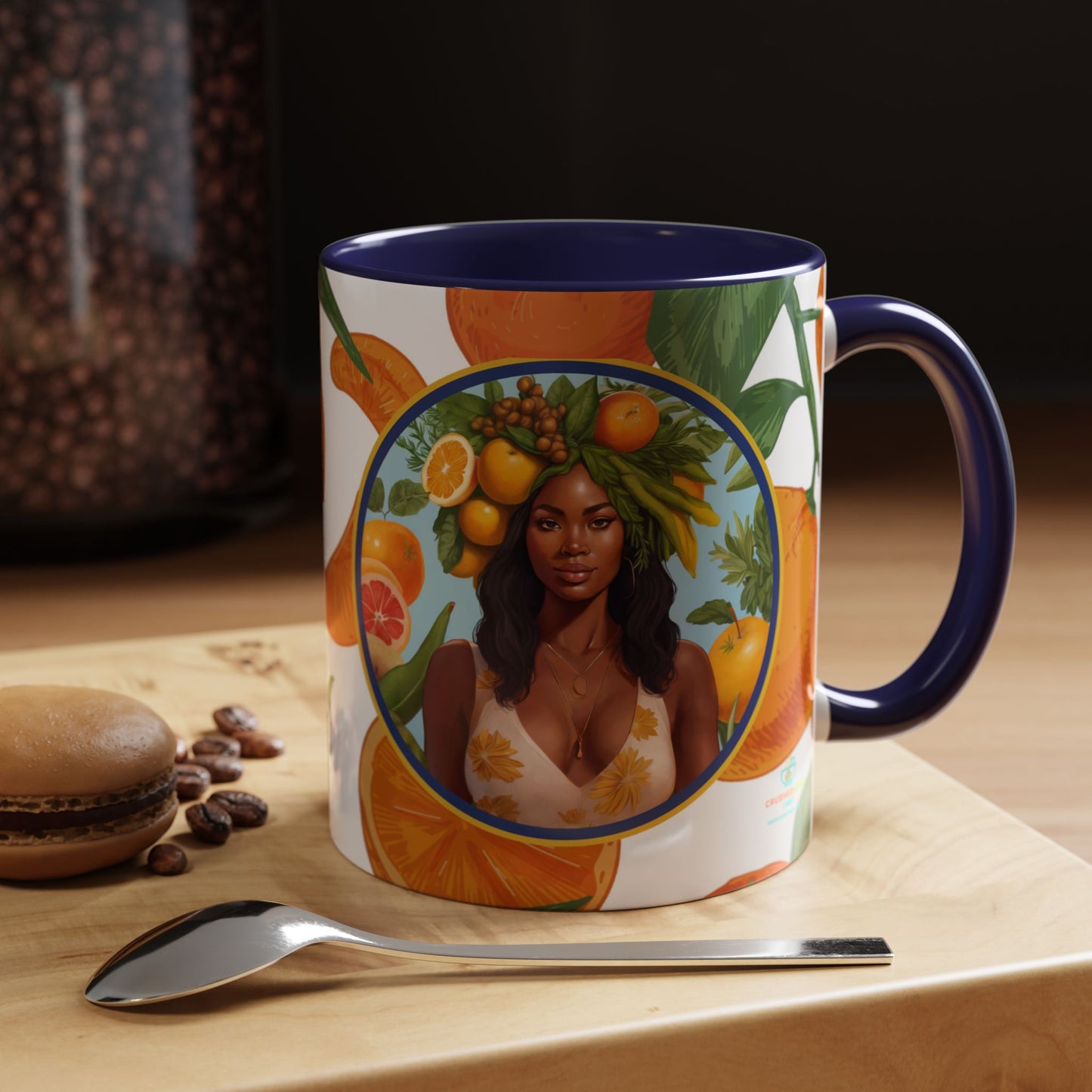 100% Organic Orange Plant Garden Vegan Ceramic Plant Mug with Black woman (11oz) 8 Color Combos