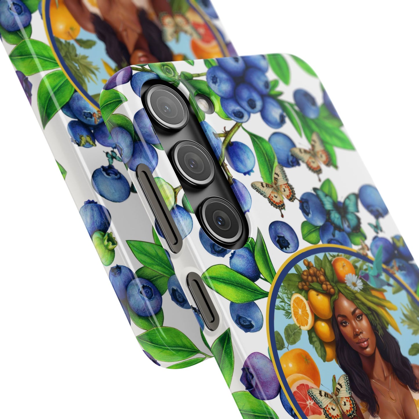 Organically Me Blueberry Plant B Garden Snap Phone Case with Black Woman, for iPhone and Android