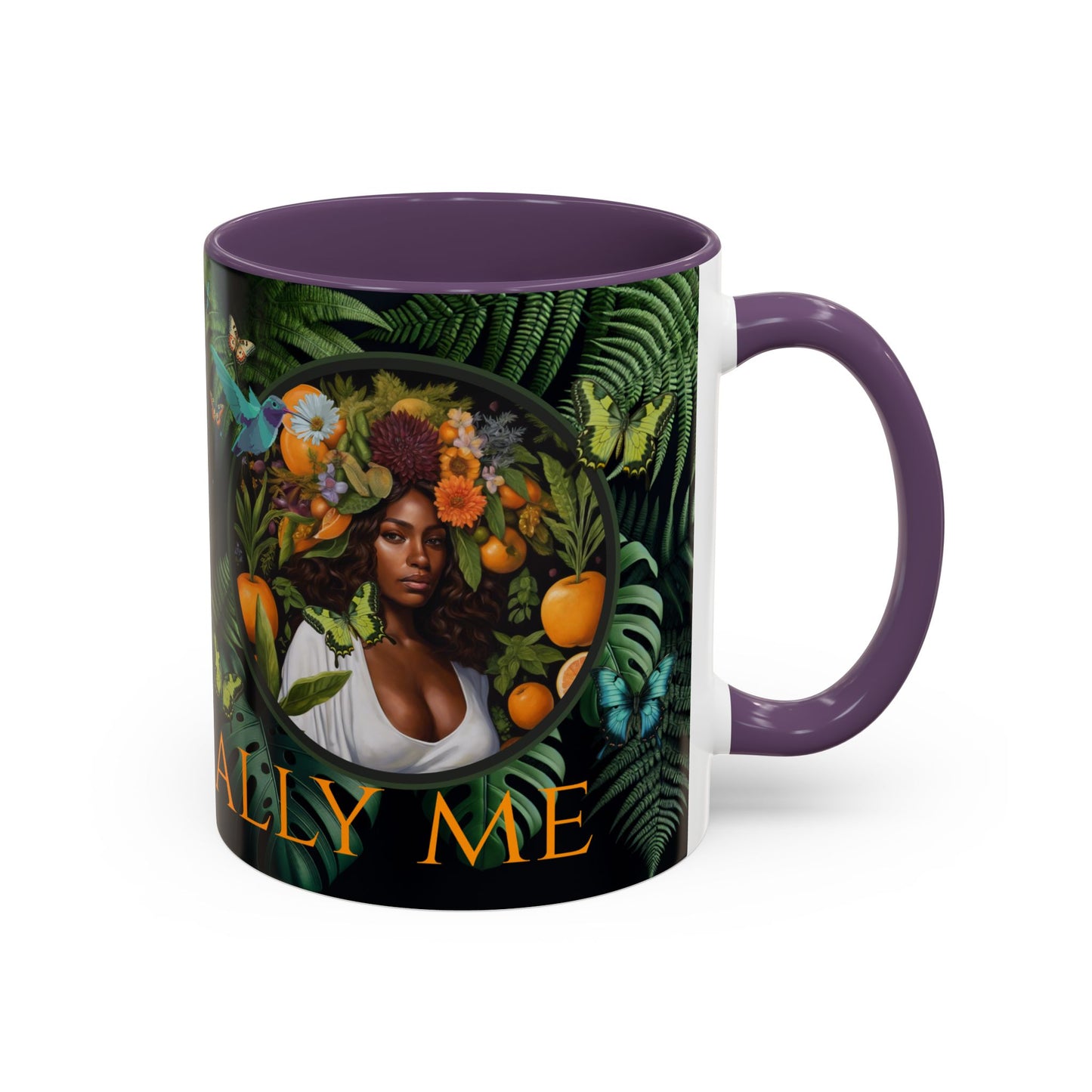 100% Organic A Fern Monstera Plant Garden Vegan Ceramic Plant Mug with Black woman (11oz) 8 Color Combos