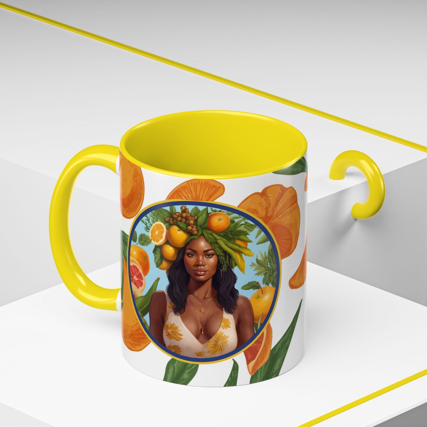 100% Organic Orange Plant Garden Vegan Ceramic Plant Mug with Black woman (11oz) 8 Color Combos
