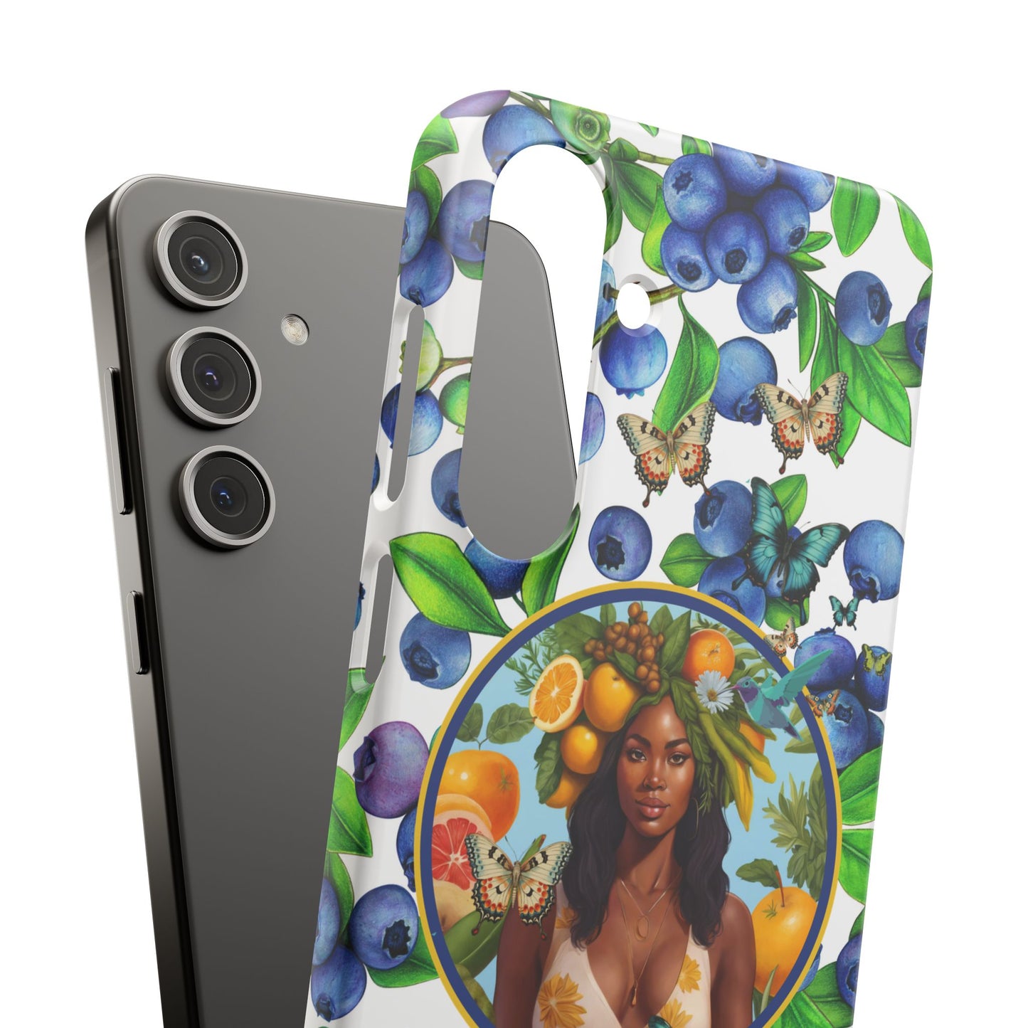 Organically Me Blueberry Plant B Garden Snap Phone Case with Black Woman, for iPhone and Android
