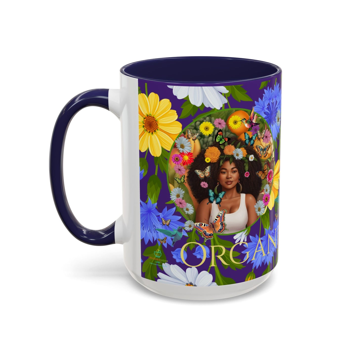 100% Organic Blue Gwen Plant Garden Vegan Ceramic Plant Mug with (11 or 15 oz) 8 Color Combos