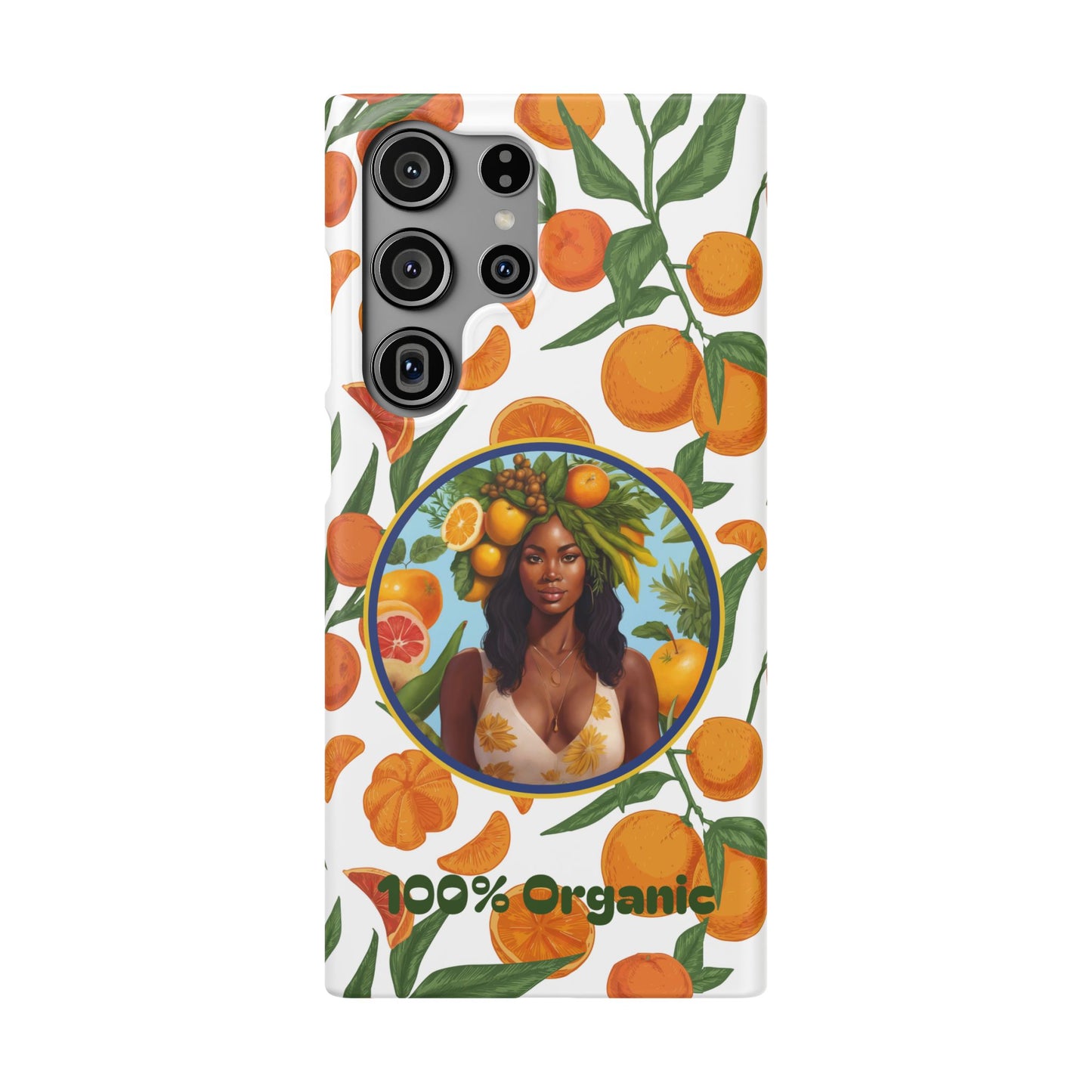 100% Organic Orange Plant Garden Snap Phone Case with Black Woman, Veggie Chic for Androids and iPhone models