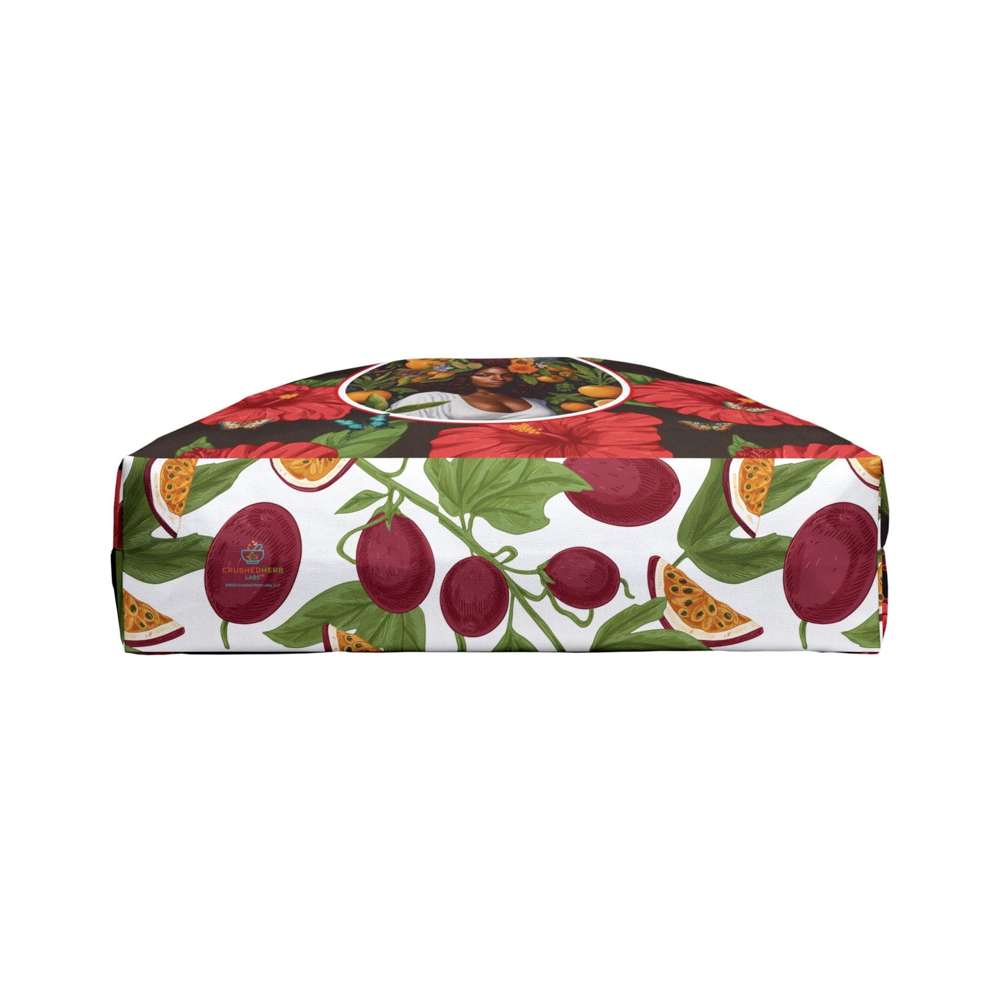 Organically Me Red & White Hibiscus Plant Garden-themed Weekender Tote Bag, workout bag, yoga bag with Black Women