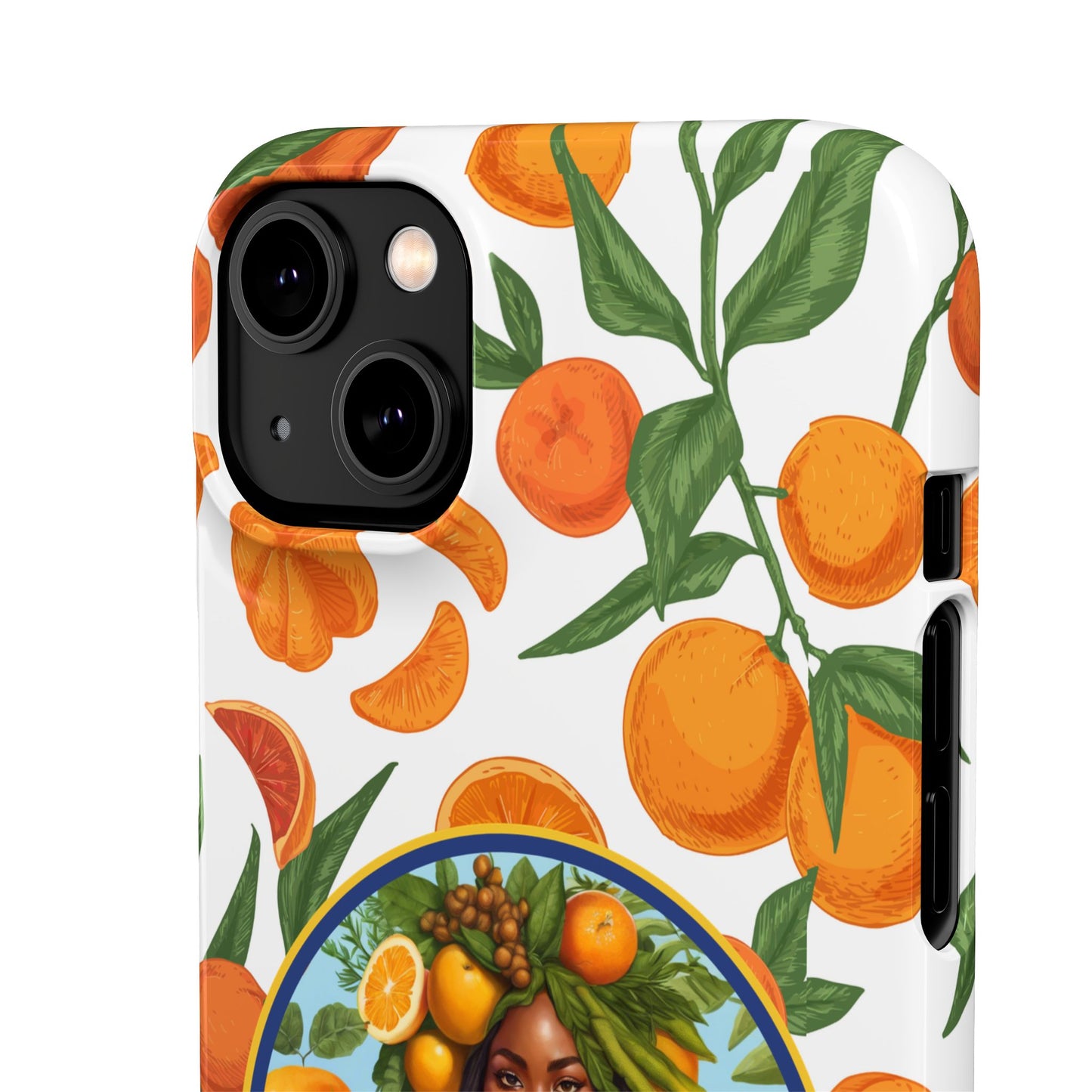 100% Organic Orange Plant Garden Snap Phone Case with Black Woman, Veggie Chic for Androids and iPhone models