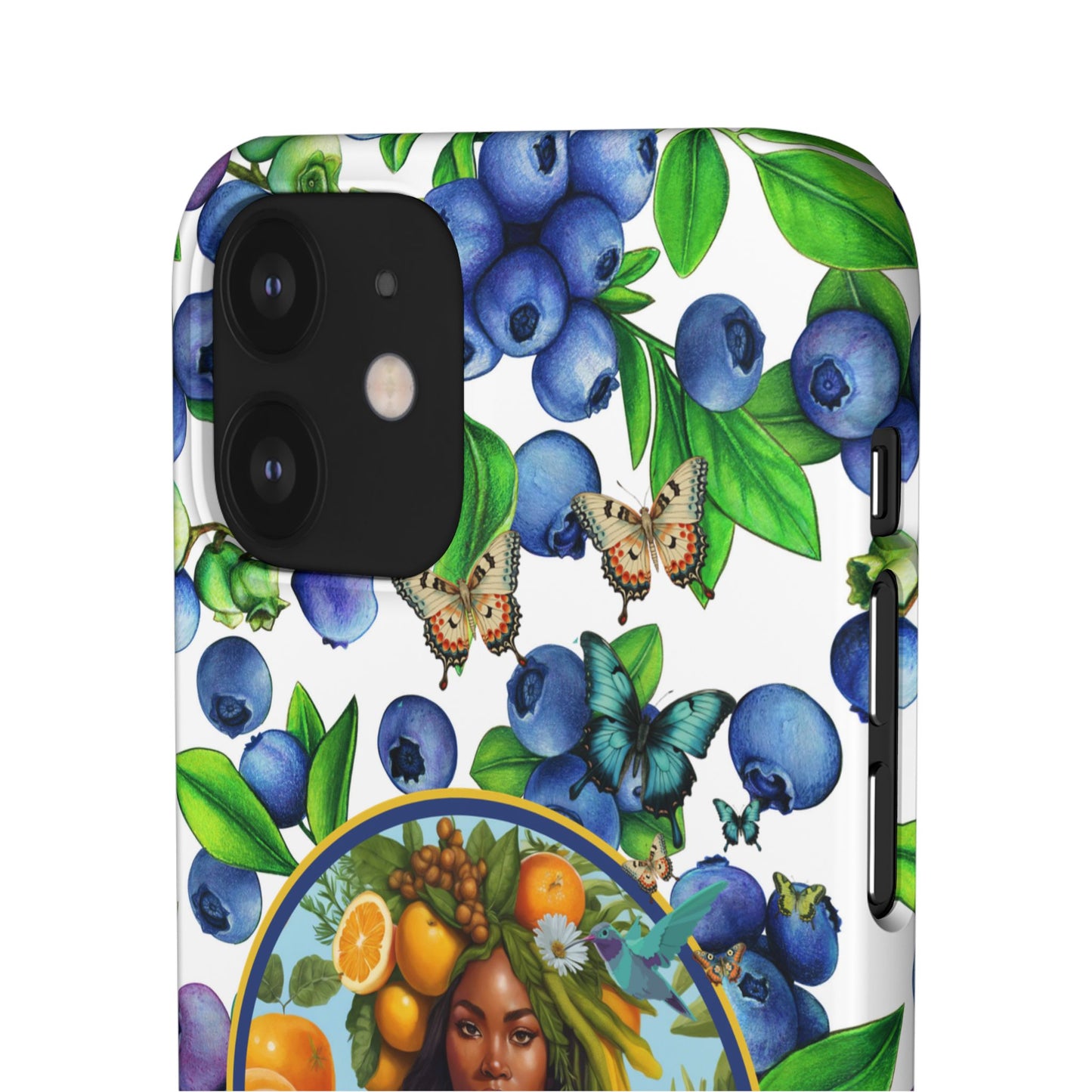 Organically Me Blueberry Plant B Garden Snap Phone Case with Black Woman, for iPhone and Android
