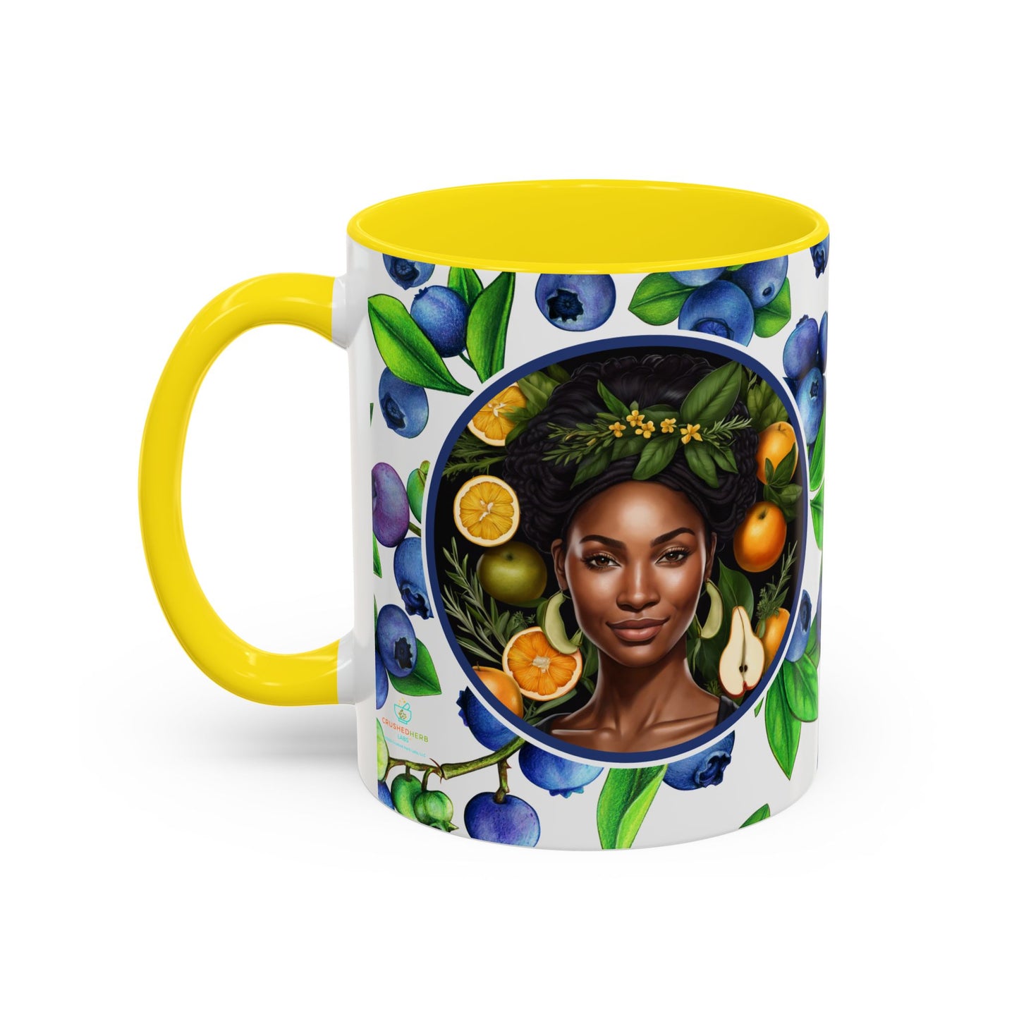 Organically Me Blueberry Plant Garden Vegan Ceramic Plant Mug with Black woman (11oz) 8 Color Combos