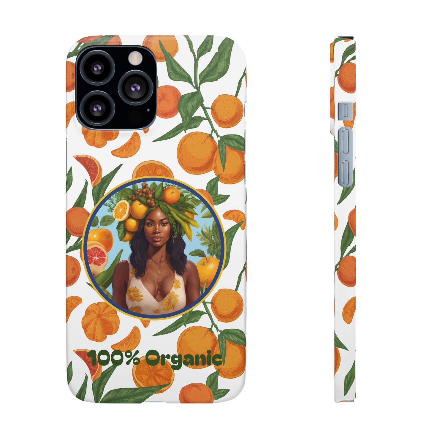 100% Organic Orange Plant Garden Snap Phone Case with Black Woman, Veggie Chic for Androids and iPhone models