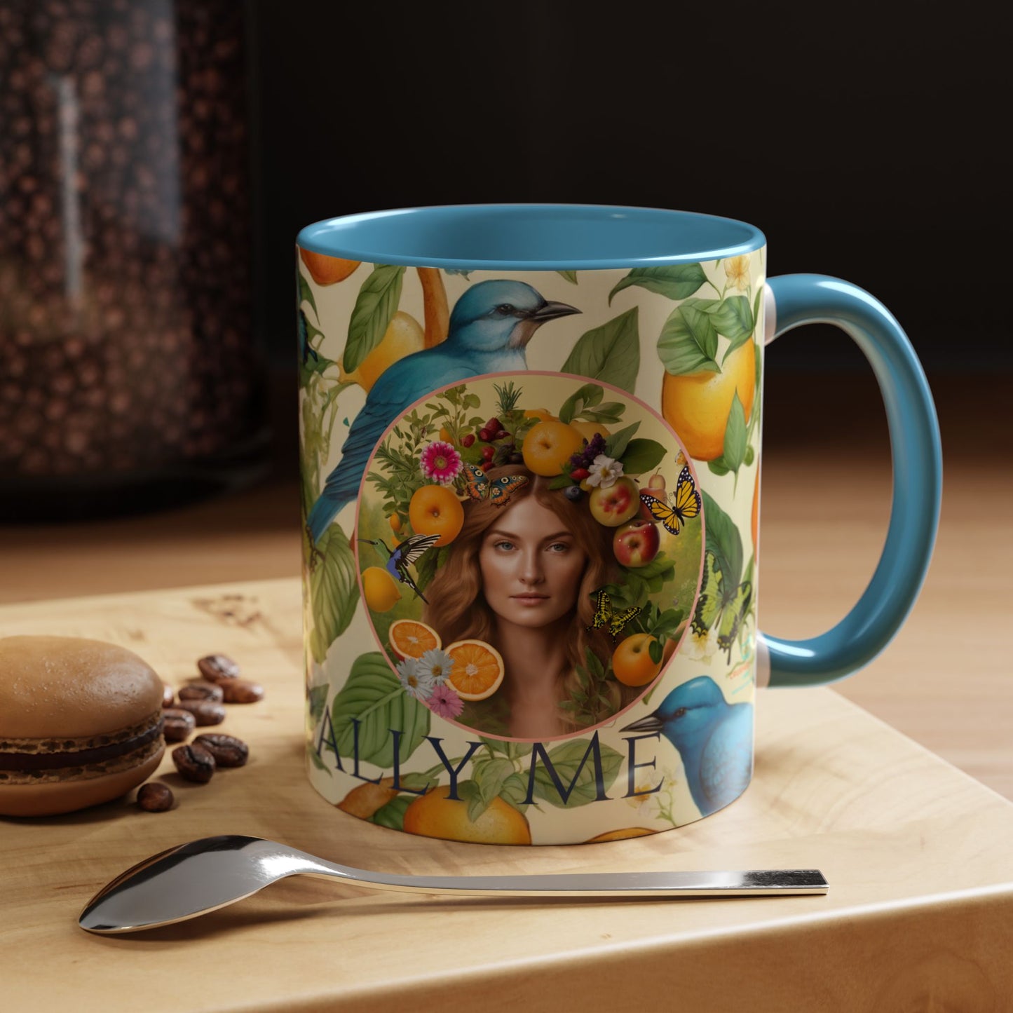 Organically Me A Lemon Bluebird Leda Plant Garden Vegan Ceramic Plant Mug with Black woman (11oz) 8 Color Combos