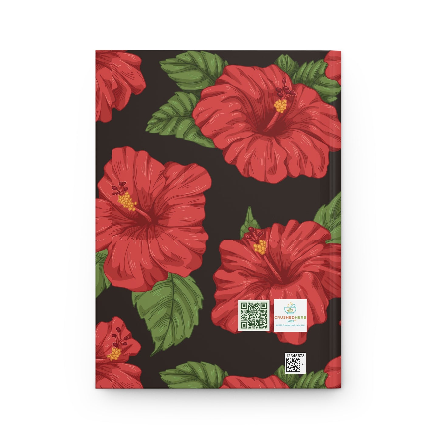 Organically Me Red & White Hibiscus Plant, Garden & Vegan Hardcover Journal, Matte 150 pages, Black women, May be PERSONALIZED
