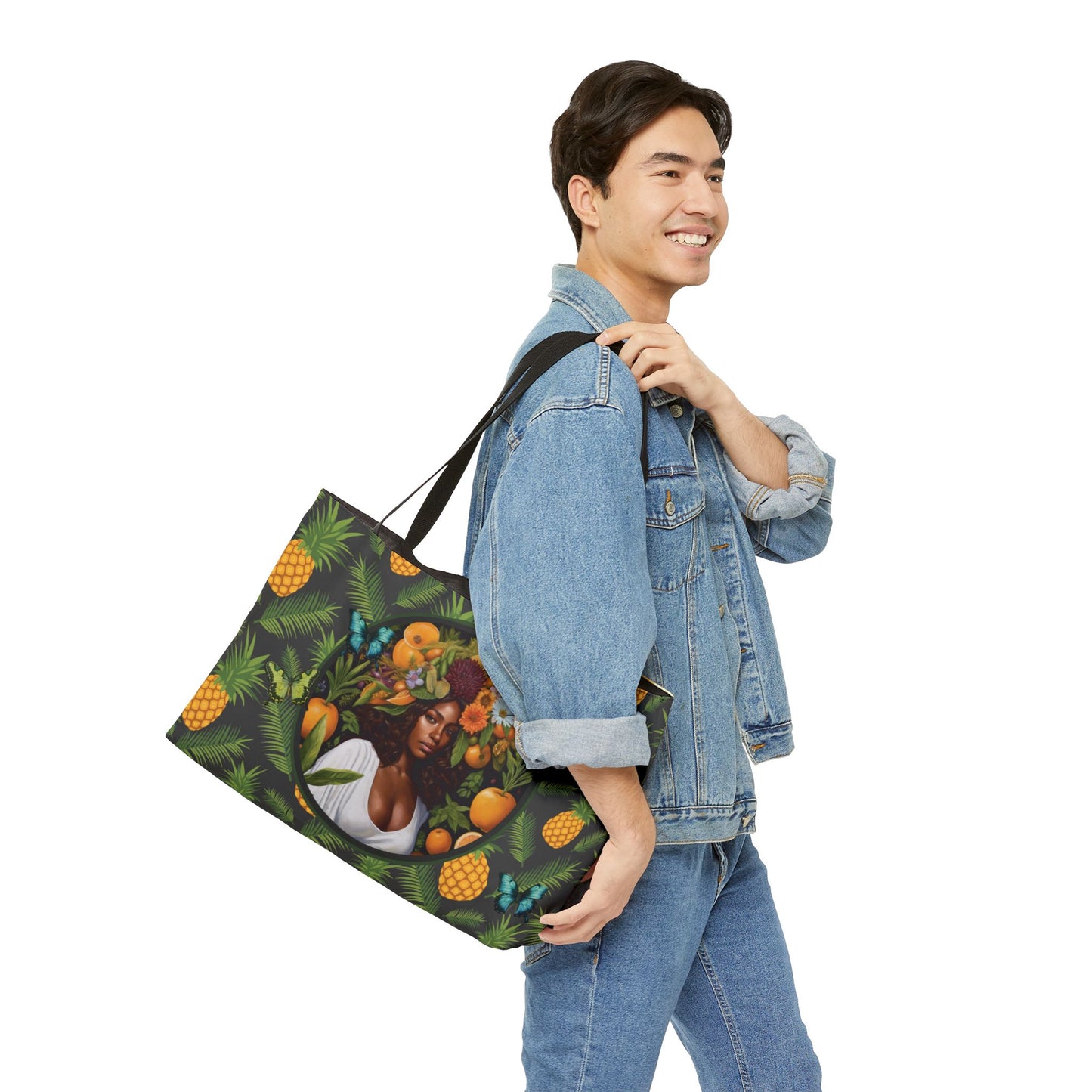 Organically Me A Lemon Bluebird Plant Garden Weekender Tote Bag with Black Woman