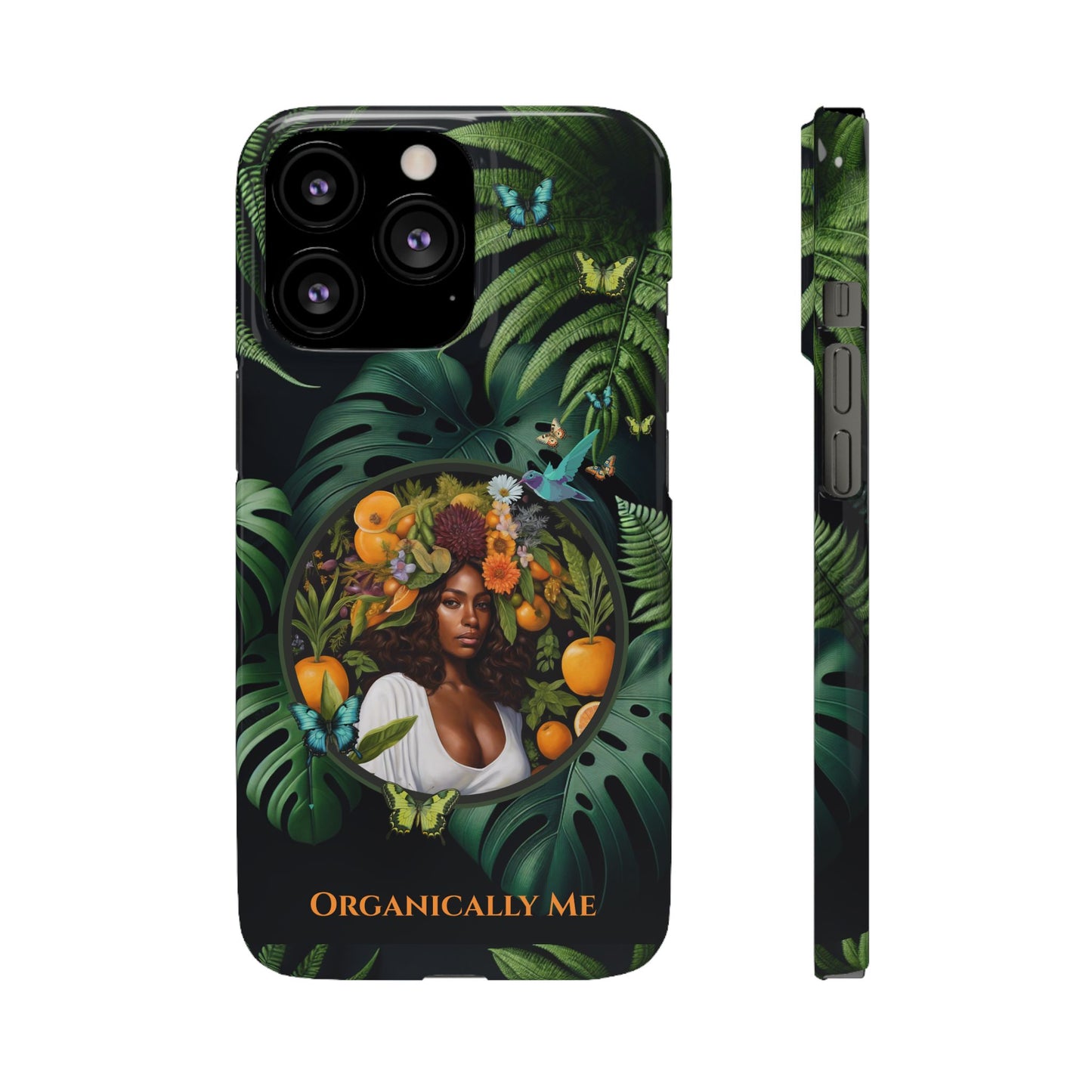 100% Organic A Fern Monstera Plant Garden Snap Phone Case with Black Woman, for iPhone and Android Models