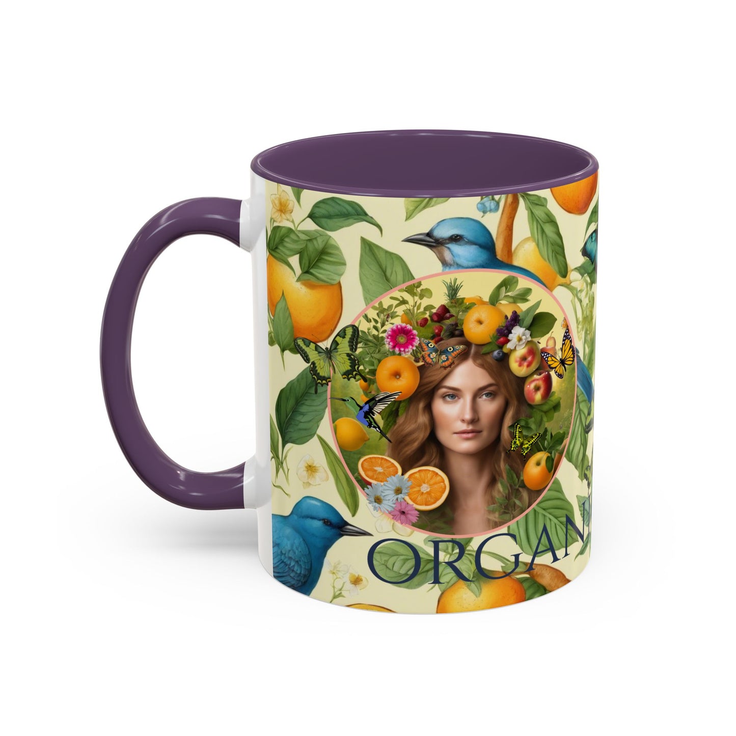 Organically Me A Lemon Bluebird Leda Plant Garden Vegan Ceramic Plant Mug with Black woman (11oz) 8 Color Combos