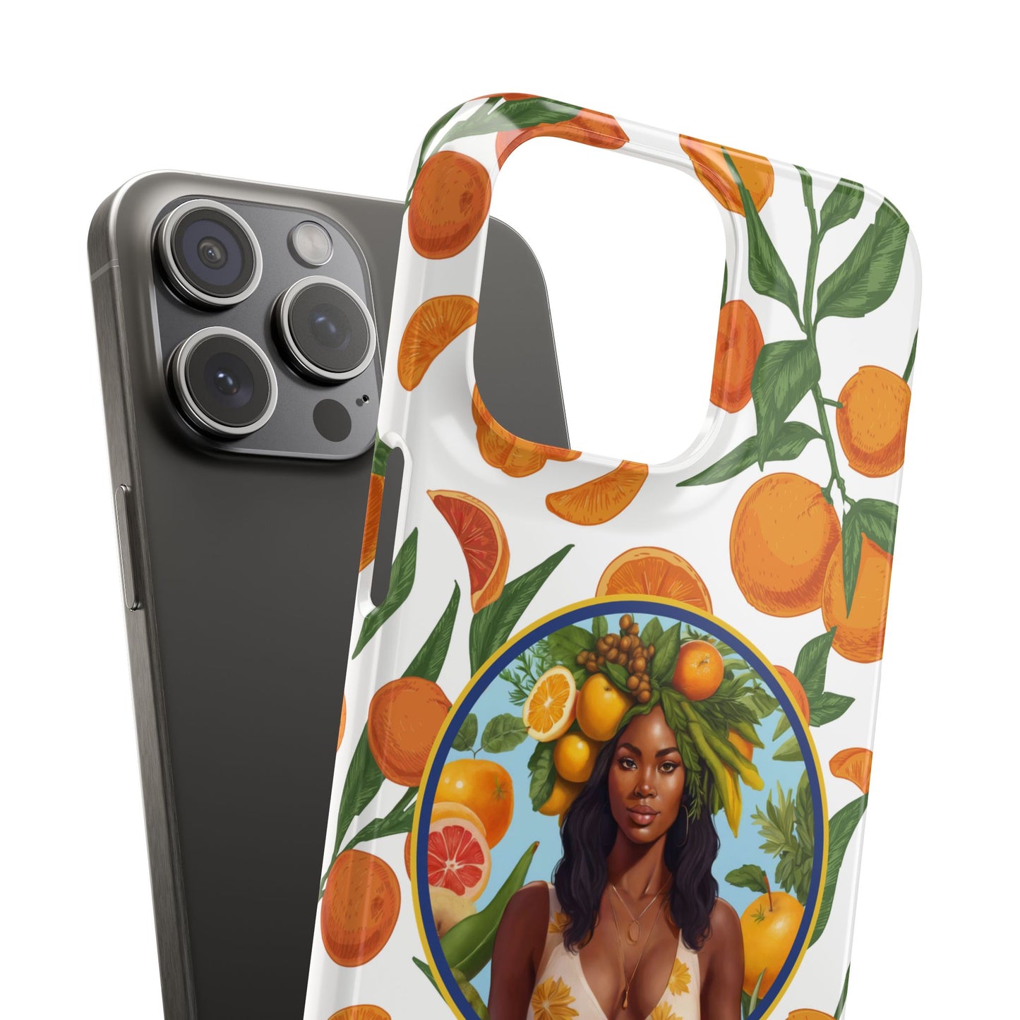 100% Organic Orange Plant Garden Snap Phone Case with Black Woman, Veggie Chic for Androids and iPhone models