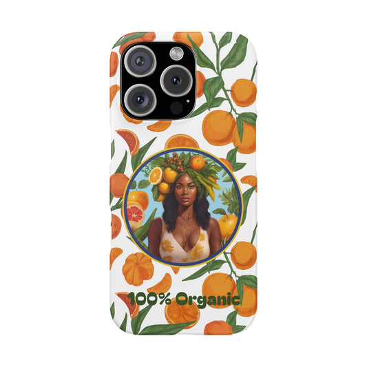 100% Organic Orange Plant Garden Snap Phone Case with Black Woman, Veggie Chic for Androids and iPhone models