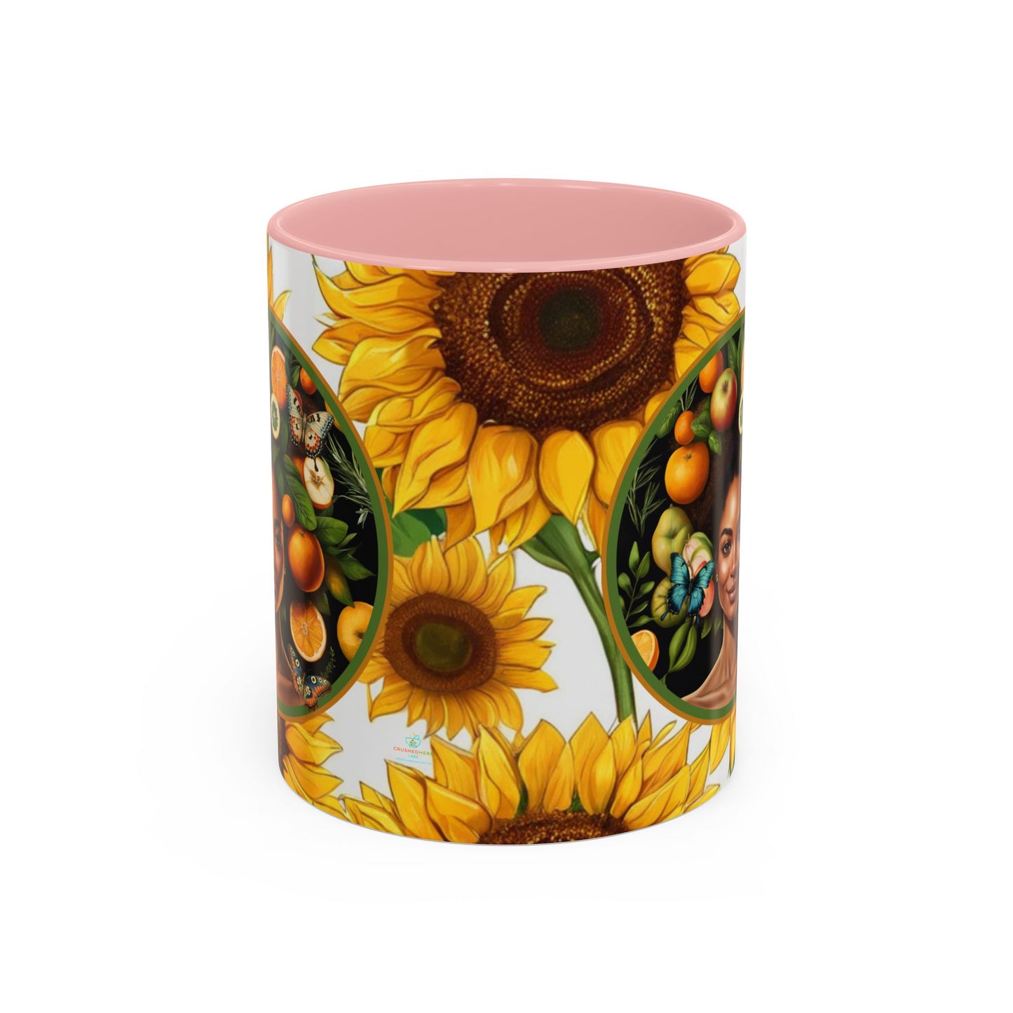 Organically Me Sunflower Plant Garden Vegan Ceramic Plant Mug with Black woman (11oz) 8 Color Combos