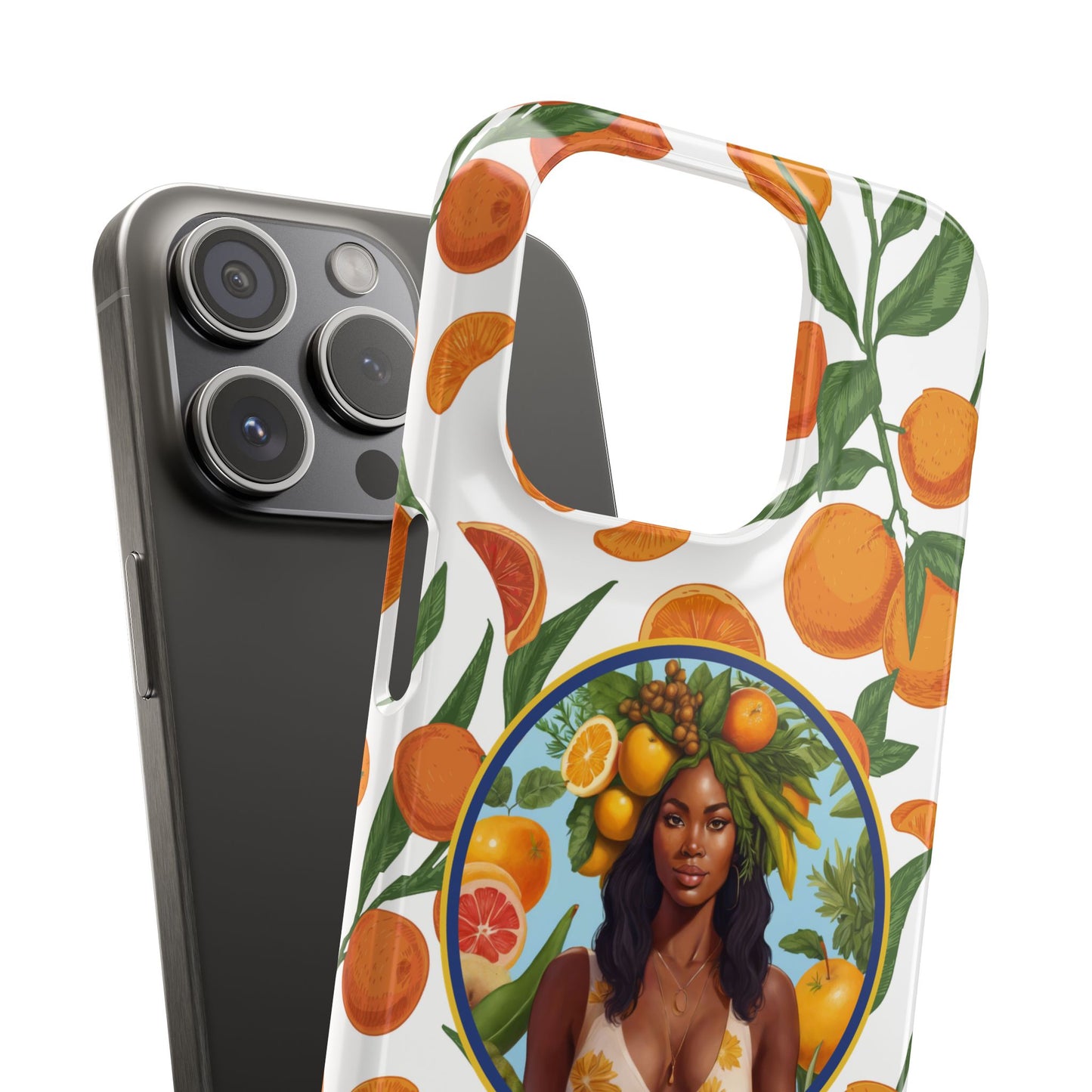 100% Organic Orange Plant Garden Snap Phone Case with Black Woman, Veggie Chic for Androids and iPhone models