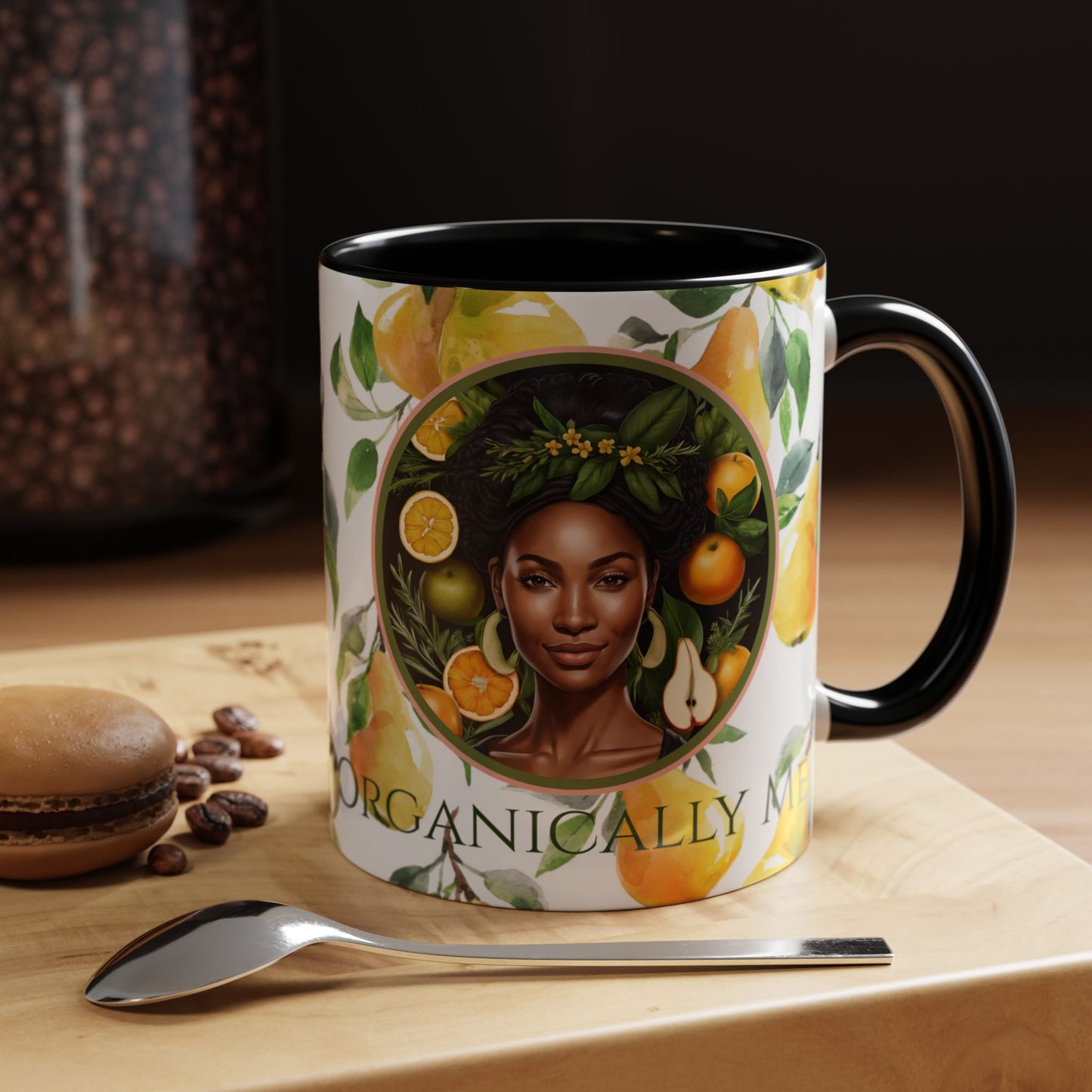 Organically Me Yellow Pear Plant Garden Vegan Ceramic Plant Mug with Black woman (11oz) 8 Color Combos
