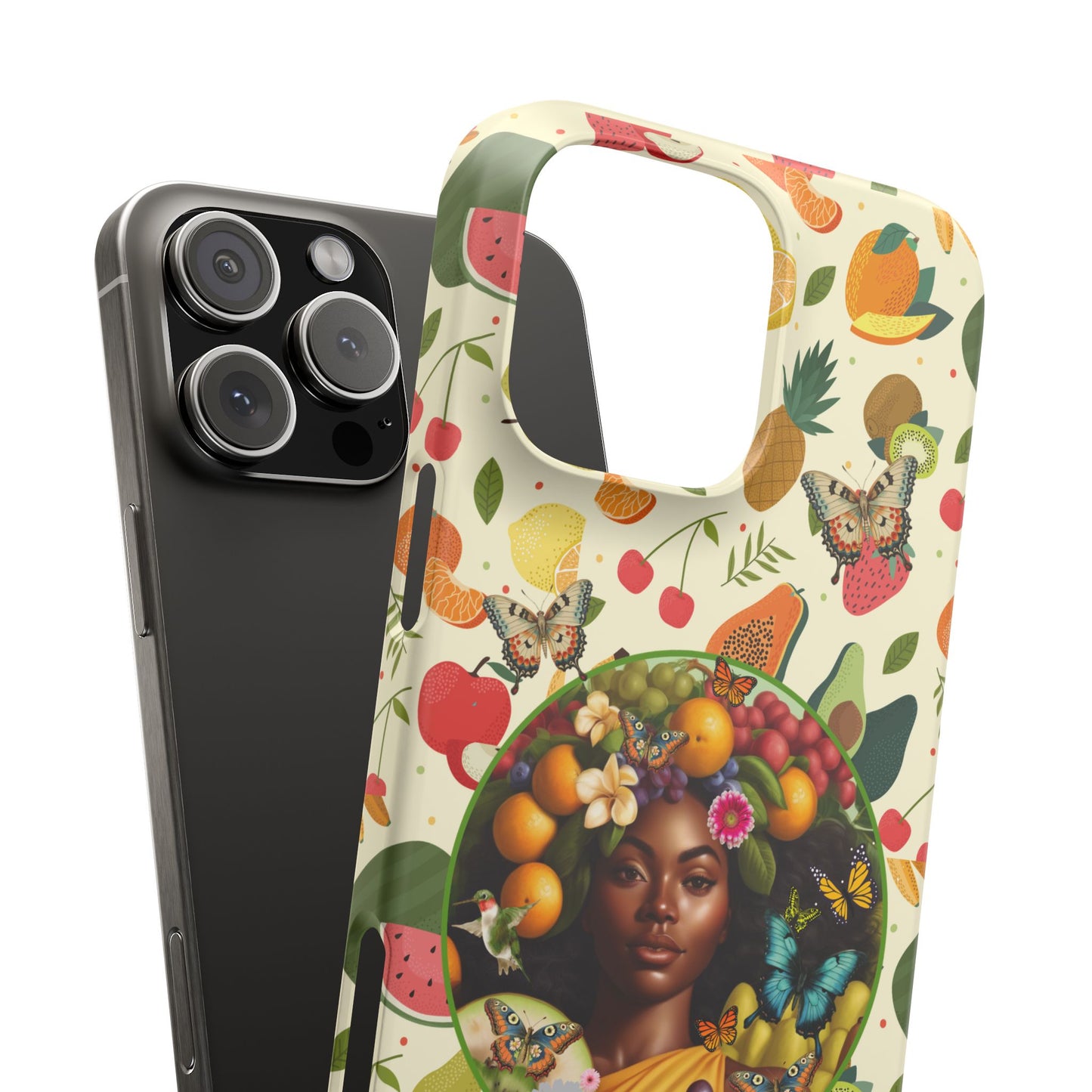 Organically Me Fruit & Veggie Queen Plant Garden Snap Phone Case with Black Woman, for iPhone and Android