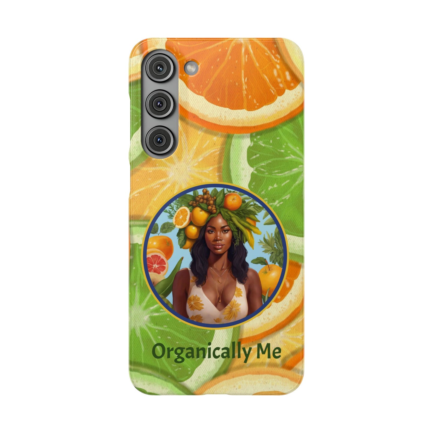 Organically Me Citrus Fruits Garden Snap Phone Case with Black Woman, Veggie Chic for Androids and iPhone models