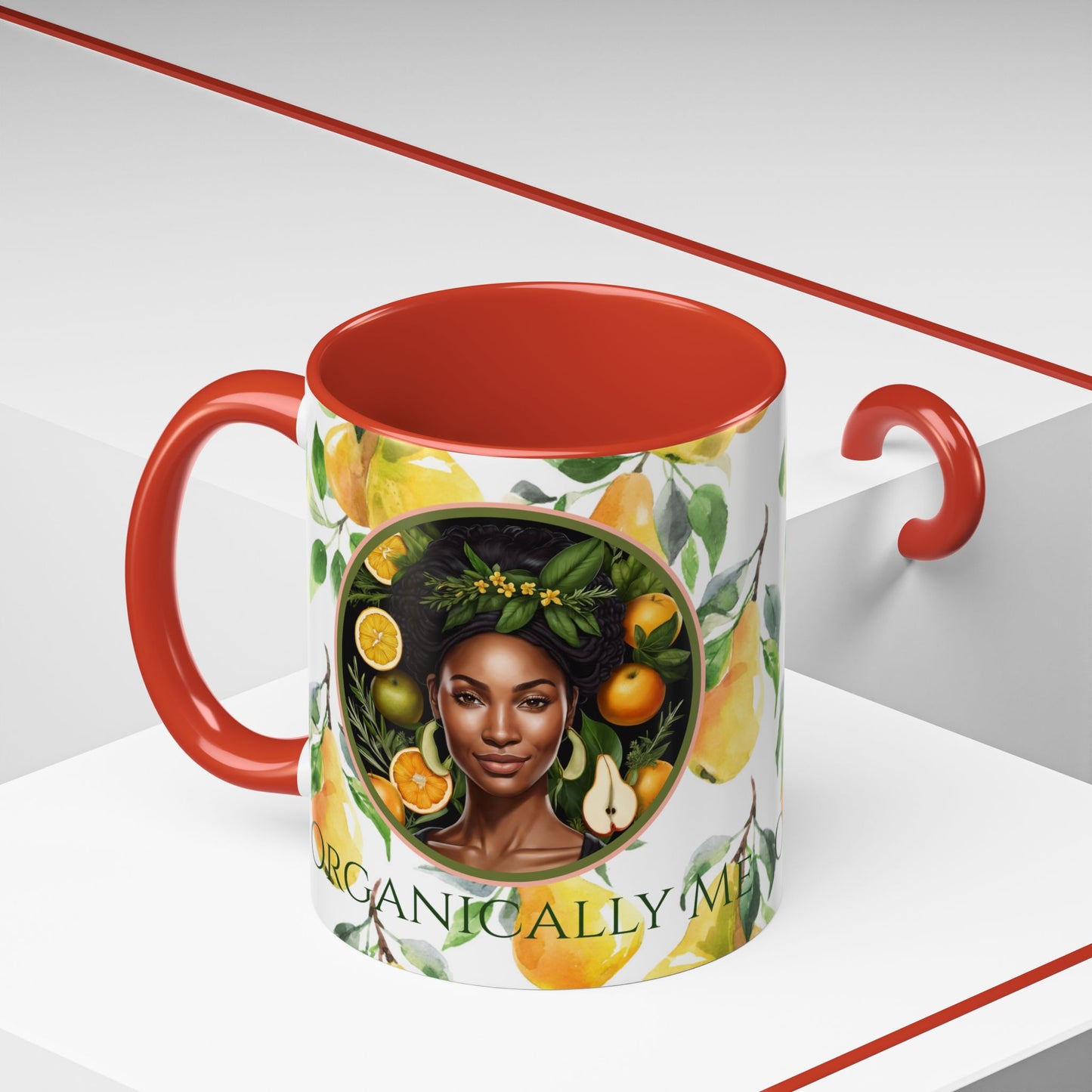Organically Me Yellow Pear Plant Garden Vegan Ceramic Plant Mug with Black woman (11oz) 8 Color Combos