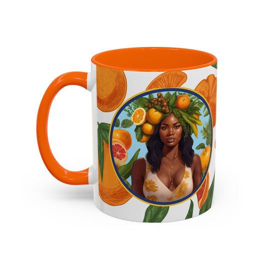100% Organic Orange Plant Garden Vegan Ceramic Plant Mug with Black woman (11oz) 8 Color Combos