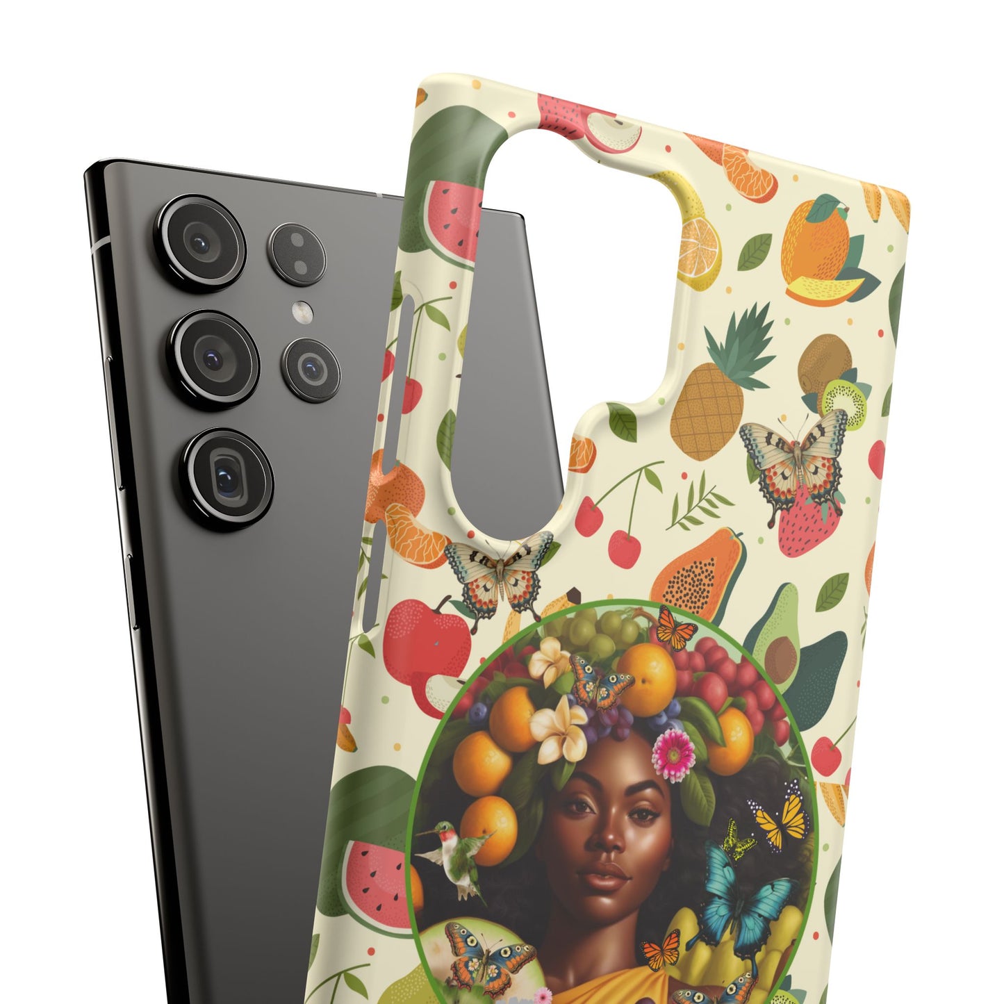 Organically Me Fruit & Veggie Queen Plant Garden Snap Phone Case with Black Woman, for iPhone and Android