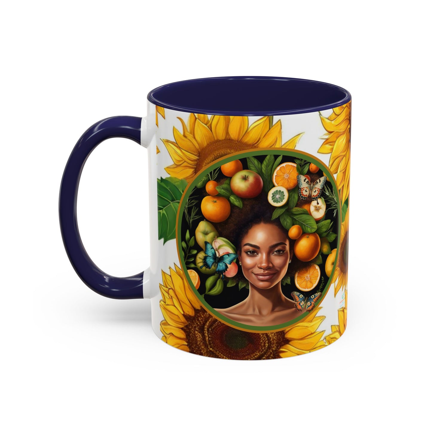 Organically Me Sunflower Plant Garden Vegan Ceramic Plant Mug with Black woman (11oz) 8 Color Combos