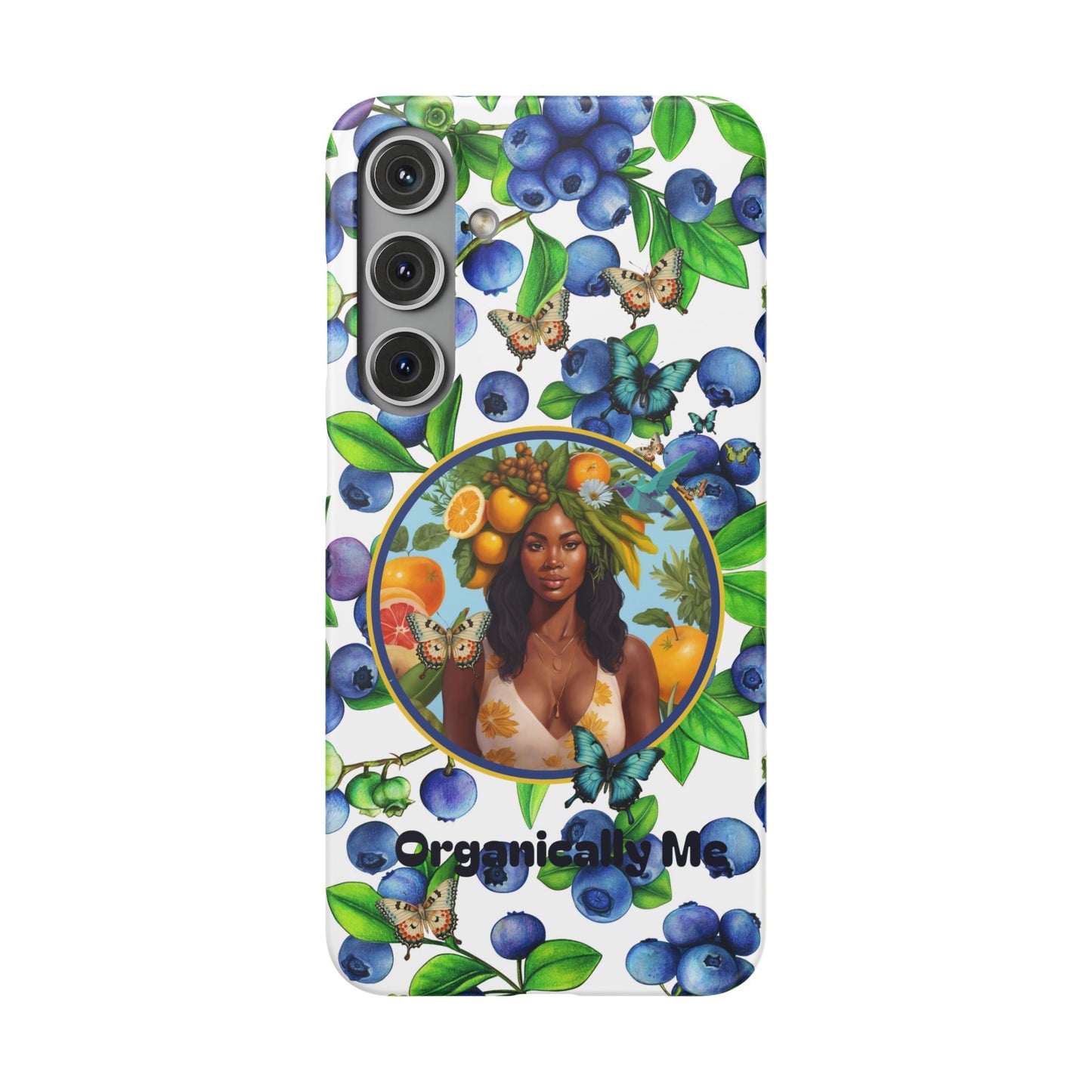 Organically Me Blueberry Plant B Garden Snap Phone Case with Black Woman, for iPhone and Android