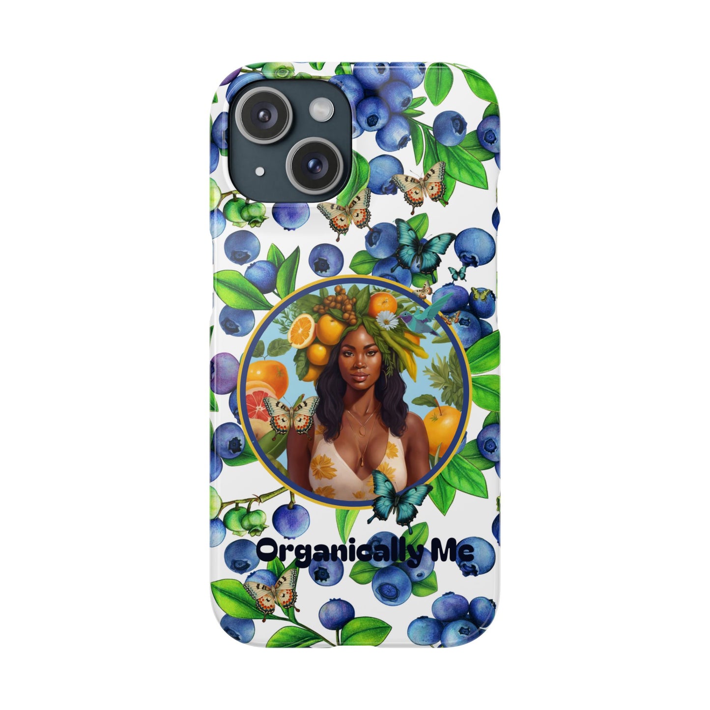 Organically Me Blueberry Plant B Garden Snap Phone Case with Black Woman, for iPhone and Android