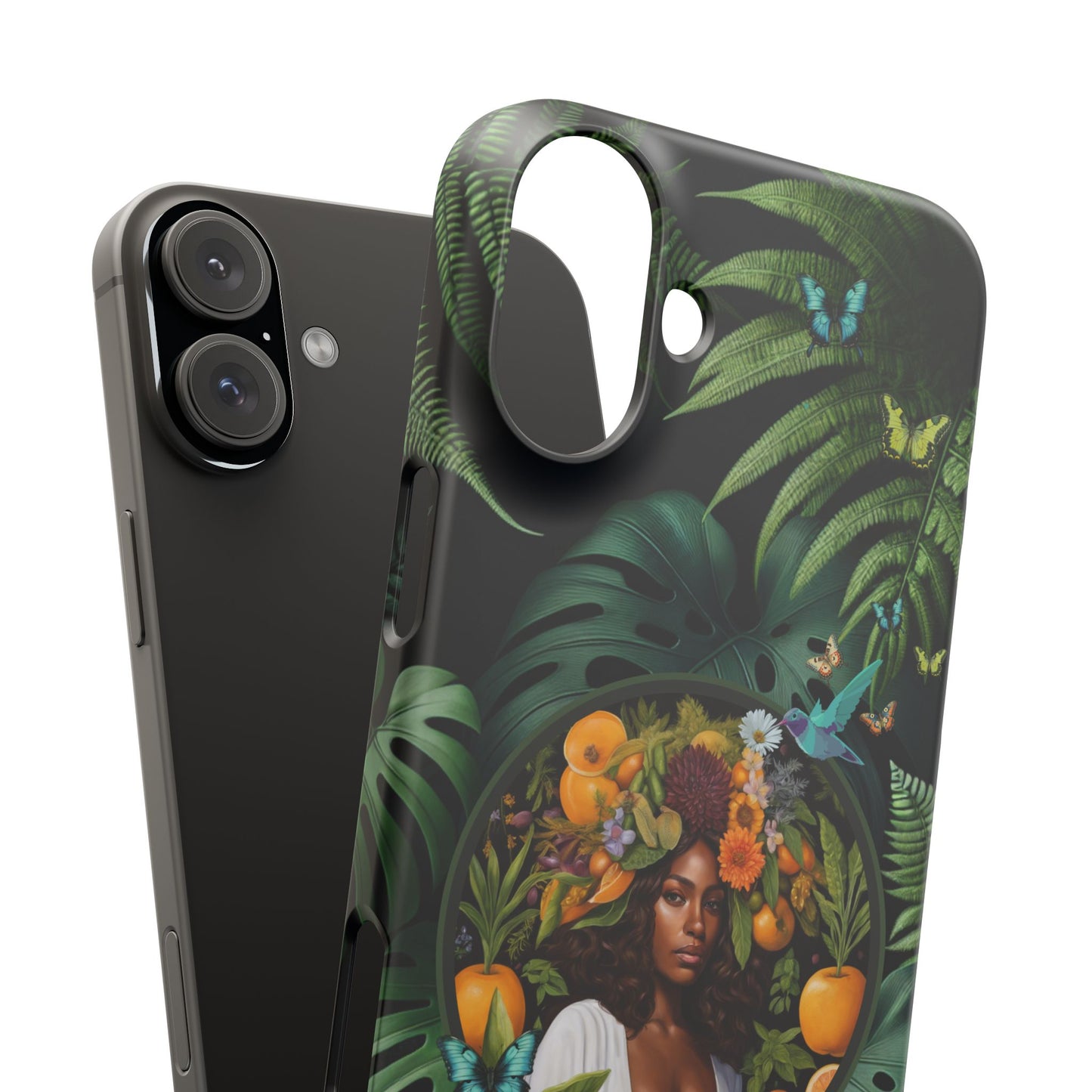 100% Organic A Fern Monstera Plant Garden Snap Phone Case with Black Woman, for iPhone and Android Models